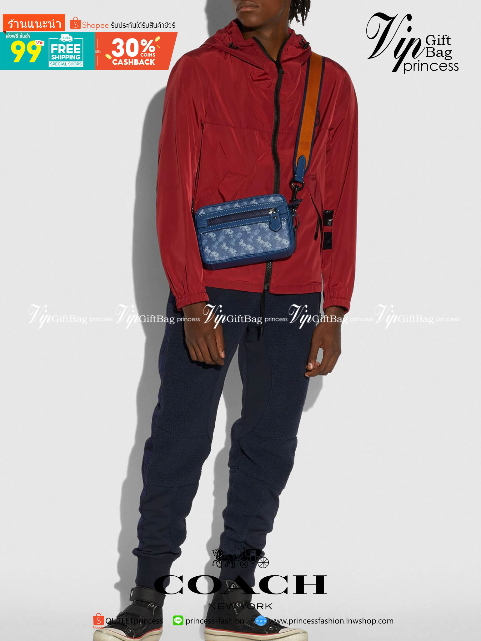 COACH ACADEMY CROSSBODY WITH HORSE AND CARRIAGE PRINT (COACH 89084) ผ้าใบเคลือบพิมพ์ลายและหนังกรวดขัดเงา ภายในกระเป๋ามัลติฟังก์ชั่น| ปิดด้วยซิป ซับในผ้า ด้านนอกมีซิปและกระเป๋าสลิป สายสะพายถอดได้