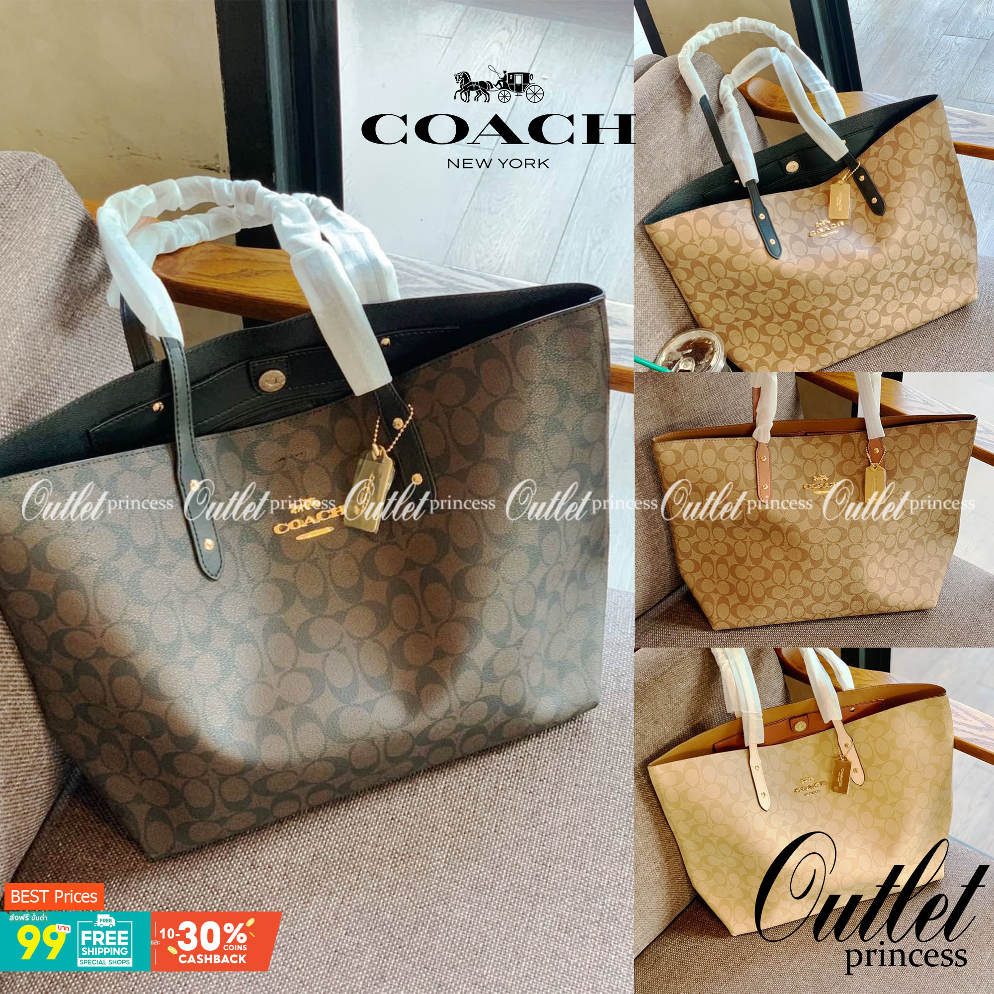 COACH TOWN TOTE SIGNATURE BAG((76636)) พร้อมส่งอีกครั้ง! กระเป๋าใบใหญ่หนังแท้ สวยงามค่ะ ป้ายอะไหล่แบรนด์แบบโลหะสีทองสวยหรูมากๆ เปิดปิดกระเป๋าแบบกระดุมแม่เหล็ก ใช้งานง่าย ภายในกว้างมากๆค่ะบอกเลย สาวๆที่สัมภาระเยอะหายห่วงค่ะ พร้อมช่องกระเป๋าซิปให้ใส่มือถือห