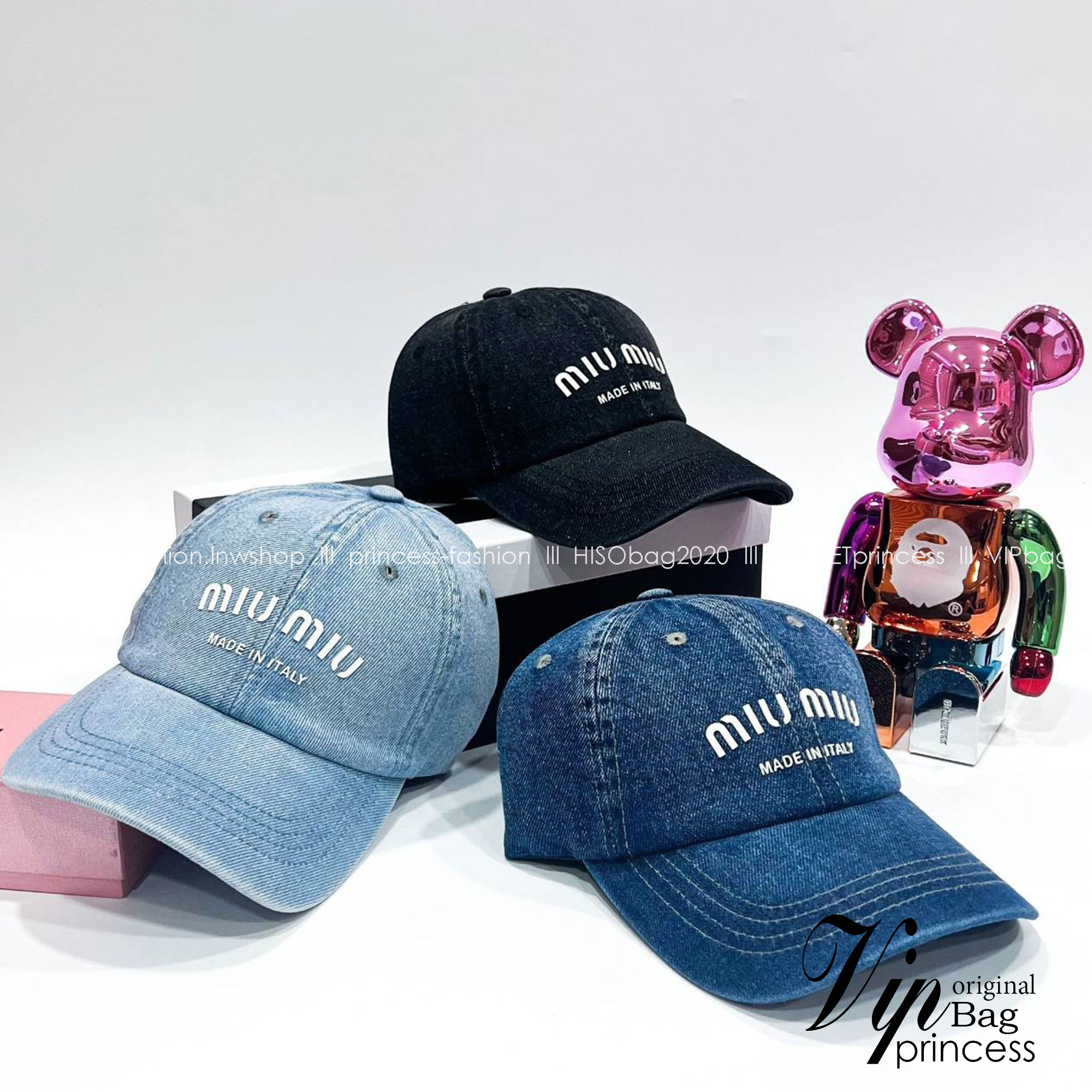 MIU MIU Denim baseball cap / MIU MIU Cap "ของมันต้องมี" หมวกงานคุณภาพที่สุด เกรดท็อปออริ เดนิมสุดคลาสสิก ใช้งานต่างประเทศได้