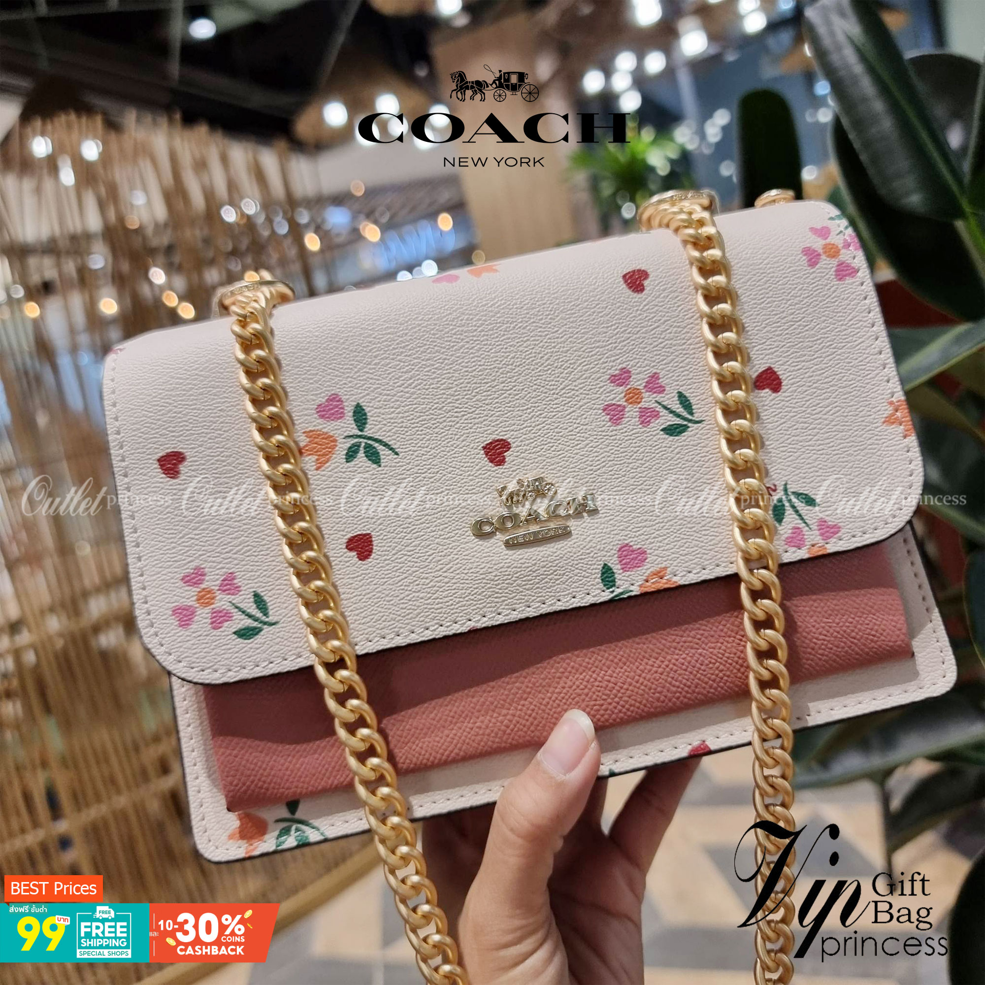 COACH C7596 KLARE CROSSBODY WITH HEART PETAL PRINT หนึ่งคอลเลคชั่นที่ฮิตไม่หยุดยั้ง!! ขายดิบขายดีทุกดีไซน์ รอบนี้มาตอบโจทย์สายหวาน ใหม่ล่าสุด น้องน่ารักม้ากกกก!! กับกระเป๋าสะพายข้าง โทนสีละมุนลูกคุณ!! คือดี!! เพิ่มลูกเล่นช่อดอกไม้หัวใจ ให้มีสีสัน สายสะพาย