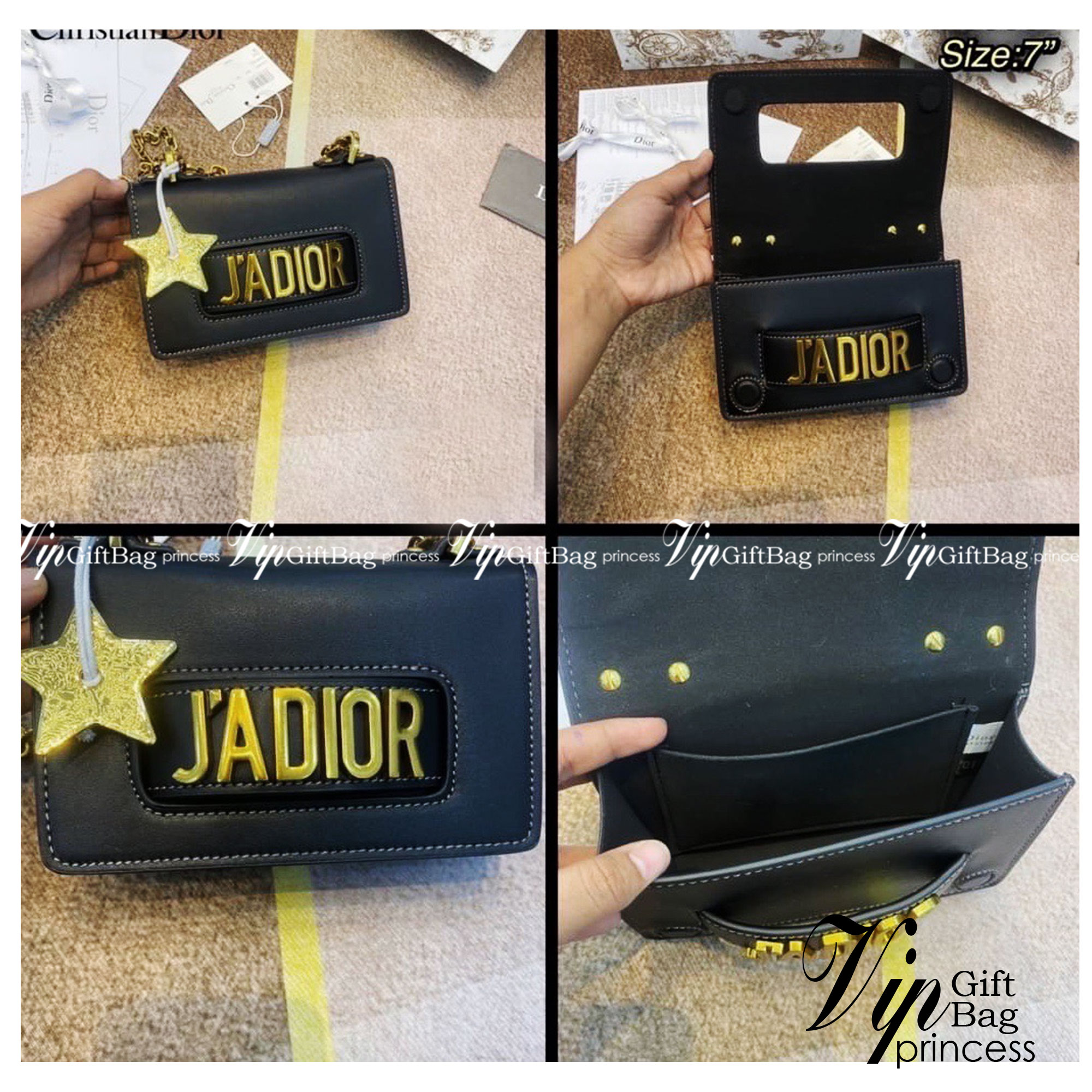 DIOR J'adior Flap Bag กระเป๋าสะพายดิออร์ ทรงกล่องเปิดหน้า แต่งอะไหล่ทอง มาพร้อมสายสะพายยาวครอสบอดี้หรือดึงขึ้นสะพายข้างได้ค่ะ งานชนชอป ใช้ได้ Everyday Look พร้อมส่งที่ไทย