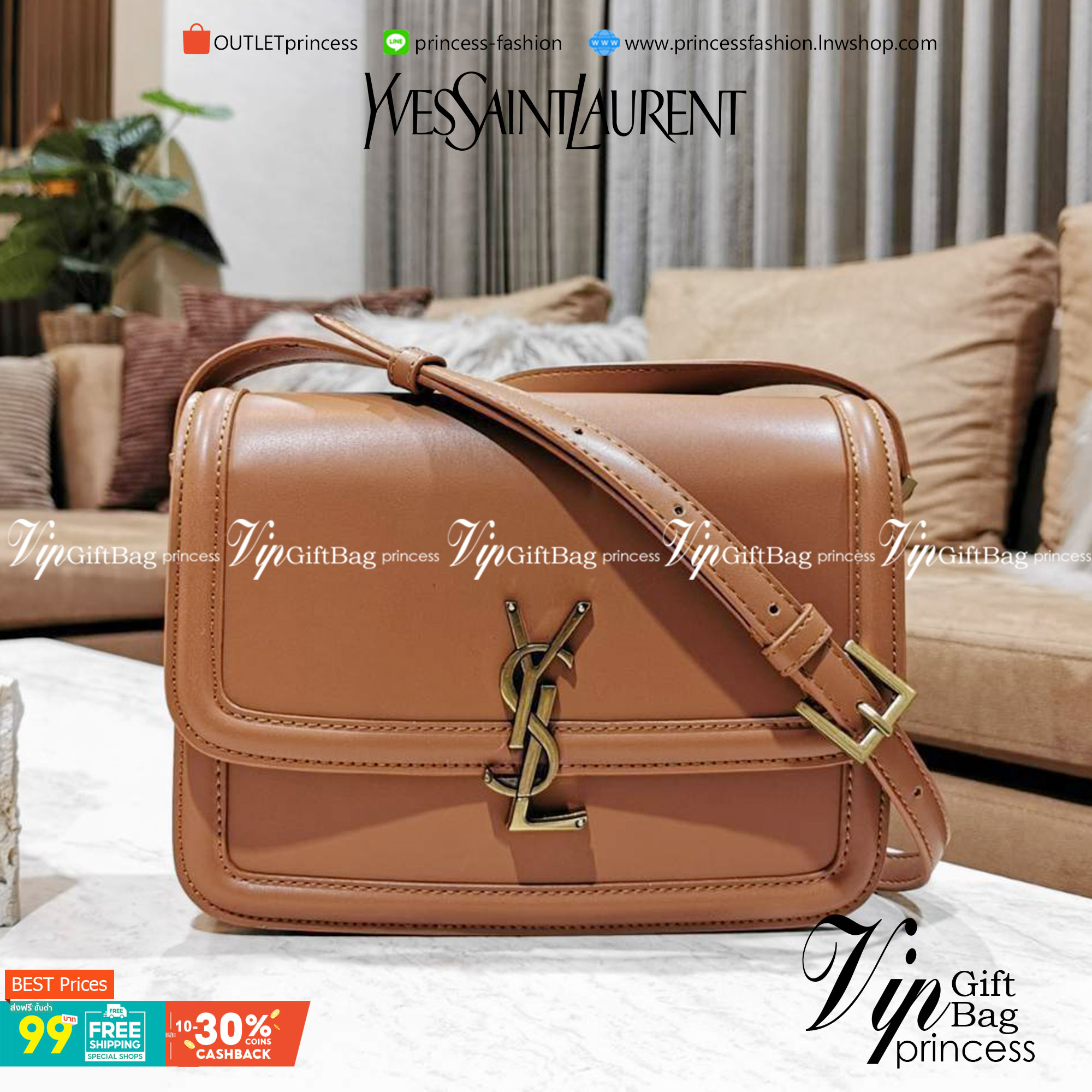 VIP 】YVES SAINT LAURENT BAG VIP GIFT WITH PURCHASE (GWP) Must Have! พร้อมส่งความสวย..items หายาก! พรีเมี่ยมกิ้ฟ Limited จาก YSL DUTY FREE COUNTER วัสดุหนังแท้ Calf skin ทรงสี่เหลี่ยมหนังสวยหรูอยู่ทรงเปิดปิดด้วยฝาปิดโลโก้แบรนด์อะไหล่ทอง ภายในโล่งมีLogo มีช