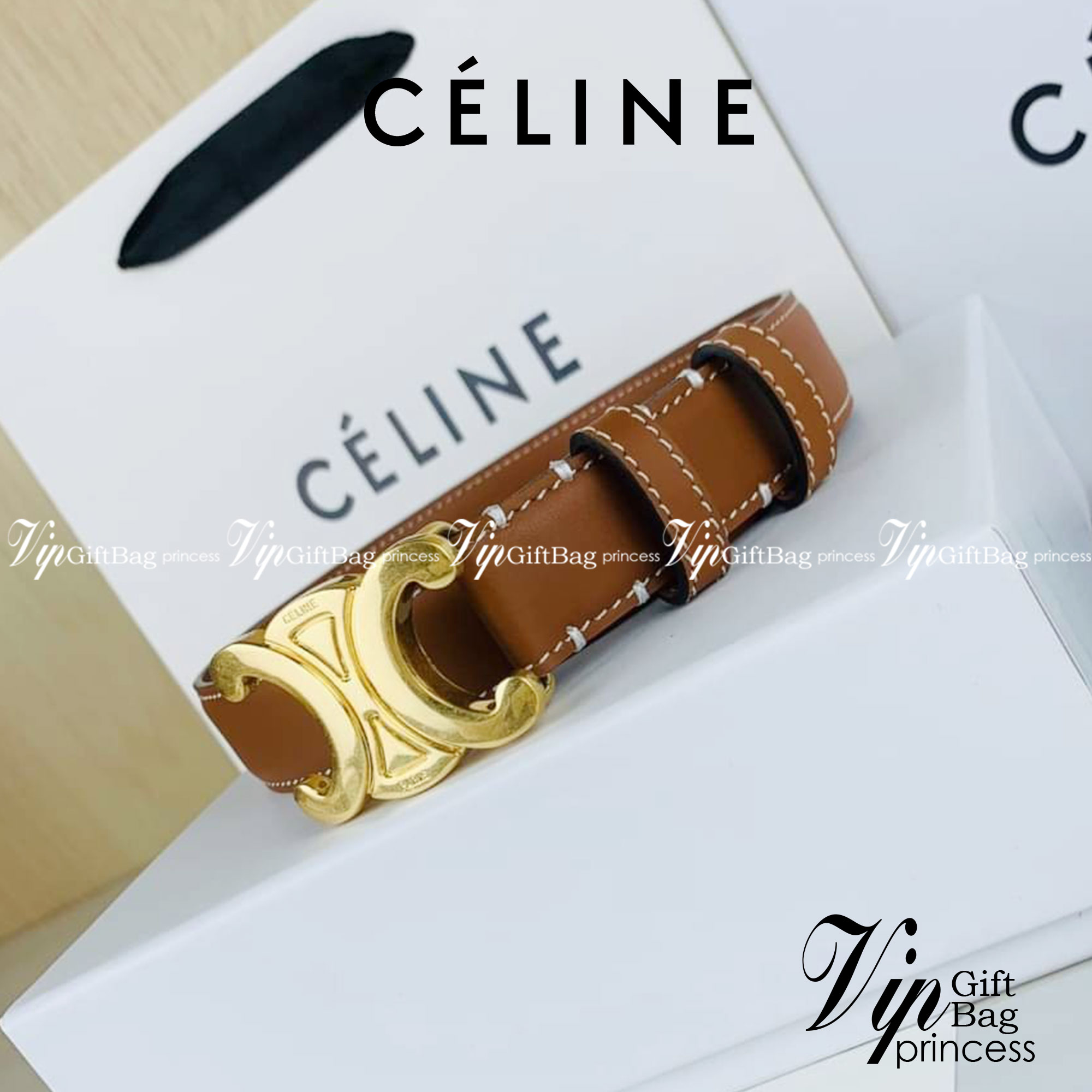 หนังแท้ Ori CELINE BELT LOGO 25MM / Celine Vintage Logo Leather Belt ออริจินอลเกรด 1:1 หนังแท้ หัวเข็มขัดโลโก้แบรนด์แบบ 3D Vintage สีทอง ปั้มโลโก้คมชัดคล้ายของจริง สายปรับระดับได้ในดีไซน์เรียบหรูเข้ากับทุกลุ๊คใช้ได้ทั้งชายหญิง สินค้ามาพร้อม Original Packa
