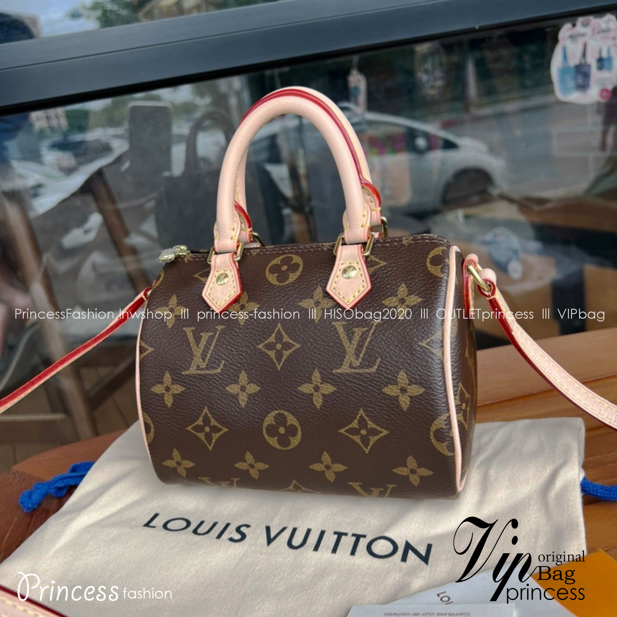 LV Nano Speedy Monogram / LV Bag เกรดออริพร้อมส่ง กระเป๋าสะพายข้างไซส์มินิ วัสดุหนังแคนวาส