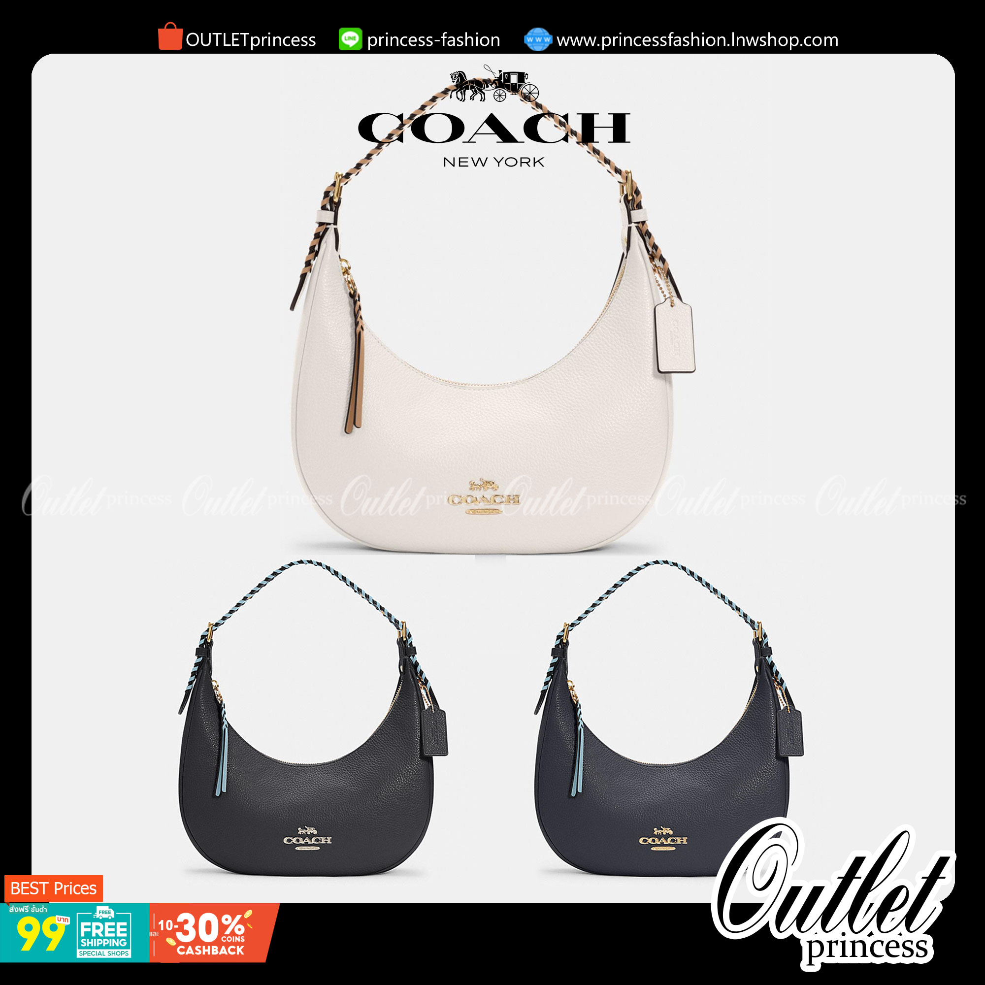 COACH BAILEY HOBO WITH WHIPSTITCH ((C4108//C1322)) พร้อมส่งที่ไทย!! สวยจริงไม่จกตาแน่นอนค่าา กระเป๋าทรงโค้ง ใช้แบบหิ้วหรือคล้องไหล่ก็ดูดี ใช้วัสดุหนังแท้ชั้นดี หนังสวยมากๆค่ะ ด้านหน้าใช้อะไหล่แบรนด์ตัวใหญ่ หรู ดูสะดุดตามีเดียว