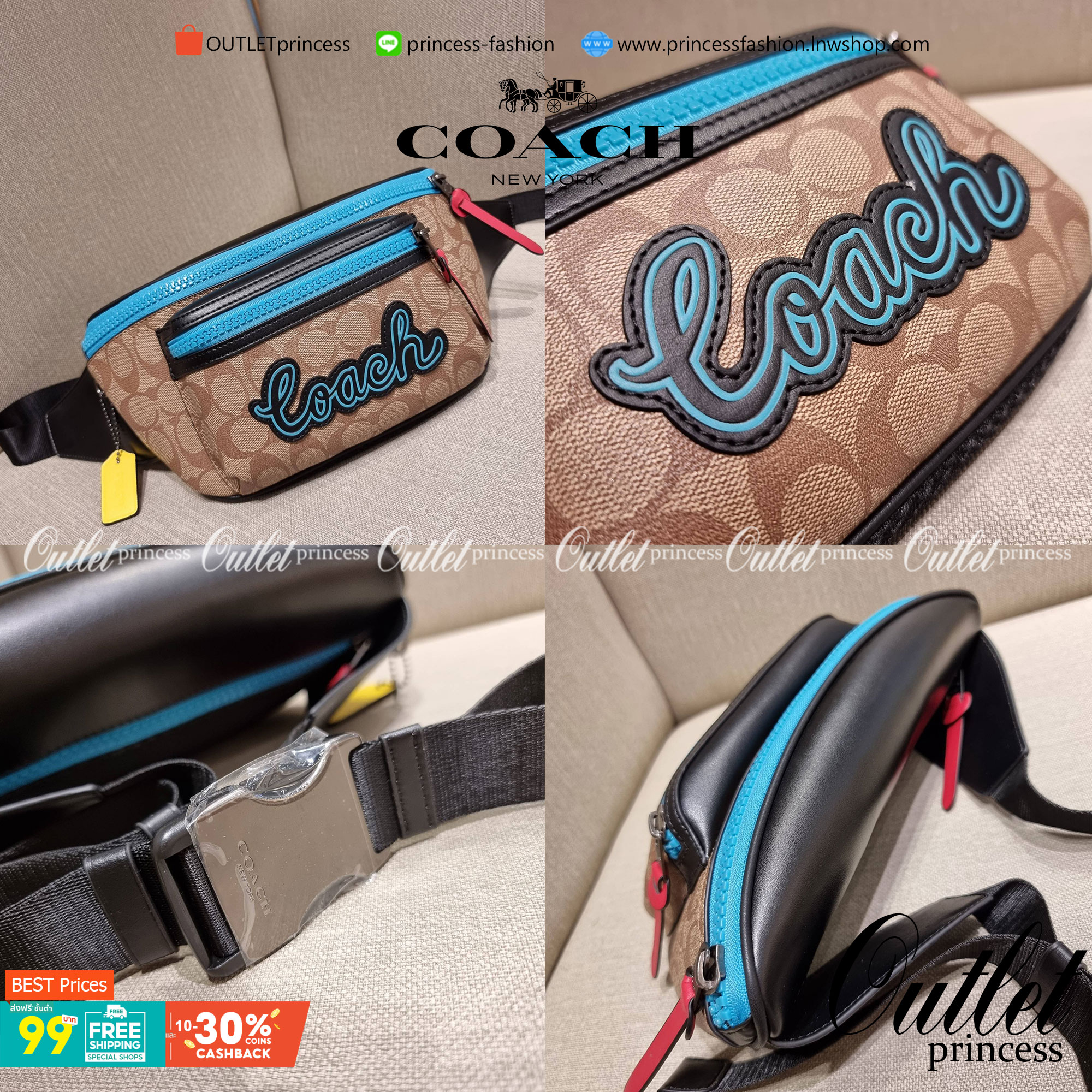 COACH F72931 TERRAIN BELT BAG IN SIGNATURE CANVAS กระเป๋าคาดอก ดีไซน์สุดเท่ มองยังไงก็ไม่มีเบื่อ ด้วยรูปลักษณ์ และความคลาสสิค ผสานกันอย่างลงตัว วัสดุหนังแคนวาสสลับหนังแท้ มีช่องซิปแบ่งเป็นสัดส่วน ด้านหลังบุนวมและมีช่องซิปไปอีก!! ภายในโล่งกว้าง ใส่กระเป๋าส