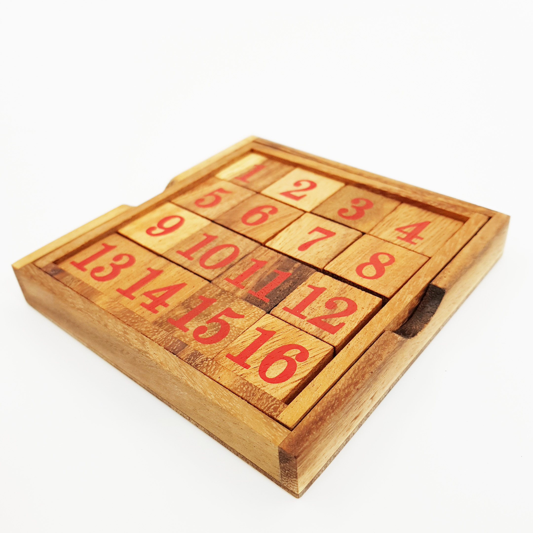 เกมเลื่อนตัวเลขเรียงตัวเลขไม้แบบ1-16 (12.5x12.5x1.7cm.)