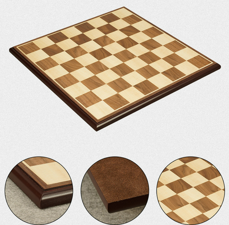 กระดานหมากรุกสากลไม้ช่องน้ำตาลขอบน้ำตาลเข้มขนาดมาตรฐานช่อง5x5 cm.เคลือบผิวอย่างดี