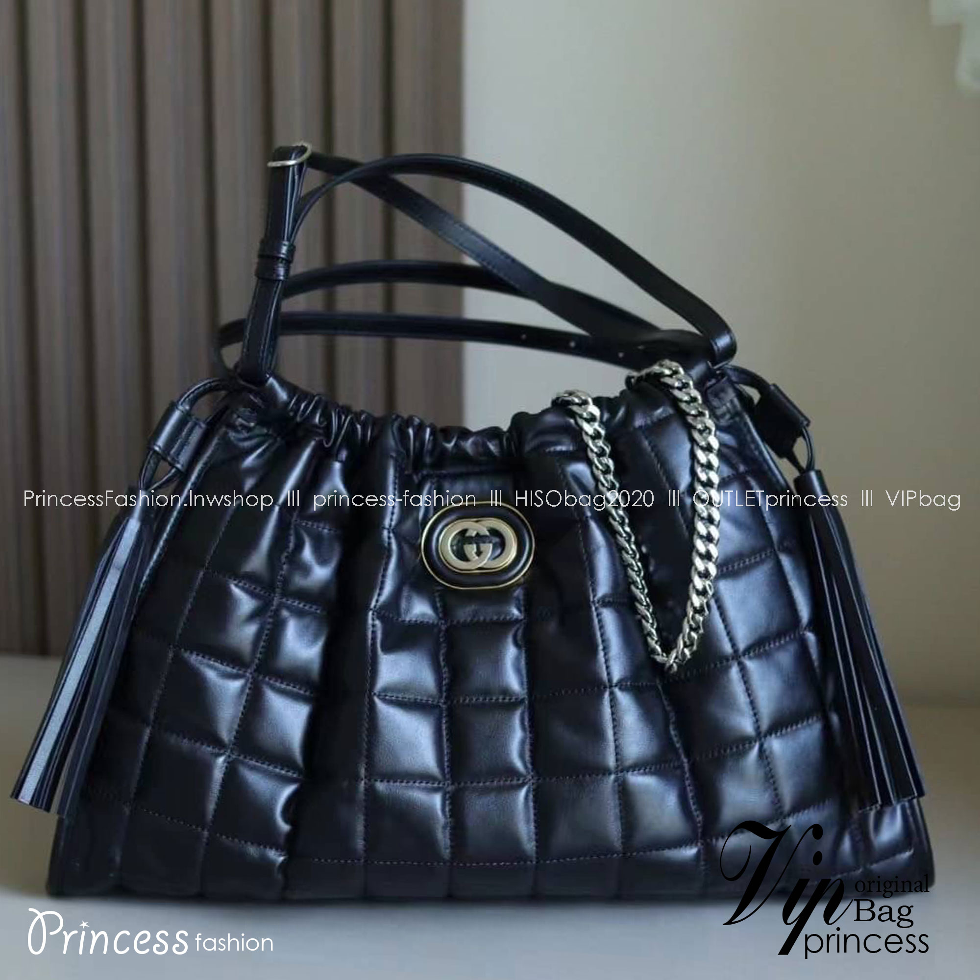 GUCCI MEDIUM QUILTED TOTE BAG / Gucci Hobo / Gucci Deco Medium Tote Bag พร้อมส่ง กระเป๋าสะพายใบใหญ่ หนังแท้ หนังสวย Interlocking G **สินค้าเกรดท็อปออริจินอลสลับแท้ 1:1 เกรดดีสุด ใช้งานต่างประเทศได้