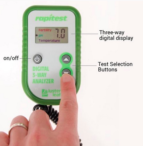 เครื่องวัดดิน 3in1 ระบบดิจิตอล ใช้วัดปุ๋ย NPK โดยรวมในดิน, วัด pH ดิน, อุณหภูมิดิน Rapitest 1835