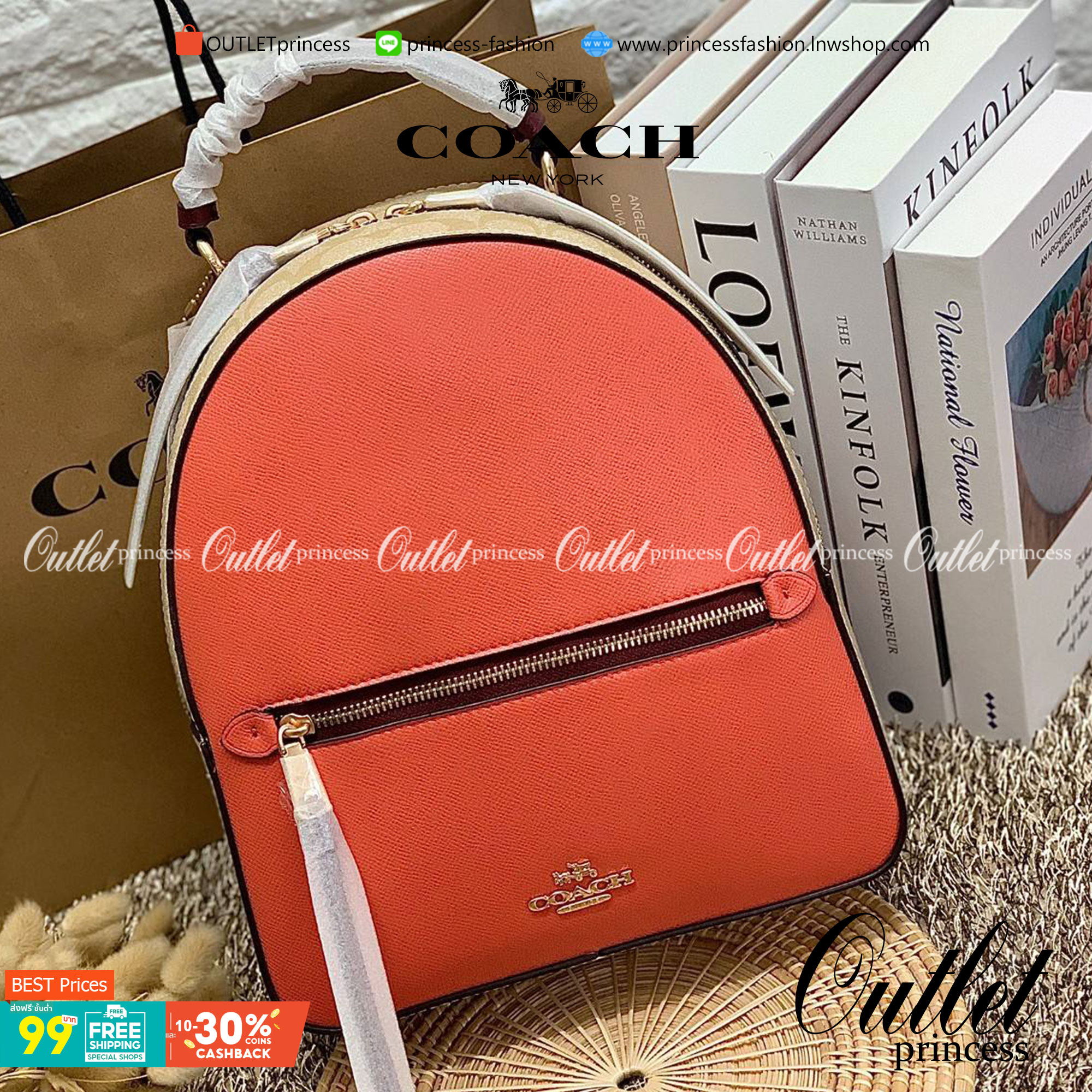 สวยจริงไรจริง วางไม่ลงเลยจ้าา😘 COACH JORDYN BACKPACK IN COLORBLOCK SIGNATURE ((C4082)) รุ่นที่สาวๆตามหา พร้อมสีหายากค่ะ!! กระเป๋าสะพายหลังแบบมีหูหิ้ว หนังแท้ชั้นดี ทรงสวย หรูค่ะ แถมสีตัดกันได้ลงตัวสวยงามมากๆ ด้านหน้ามีช่องซิปใส่ของจุกจิก; เปิดปิดช
