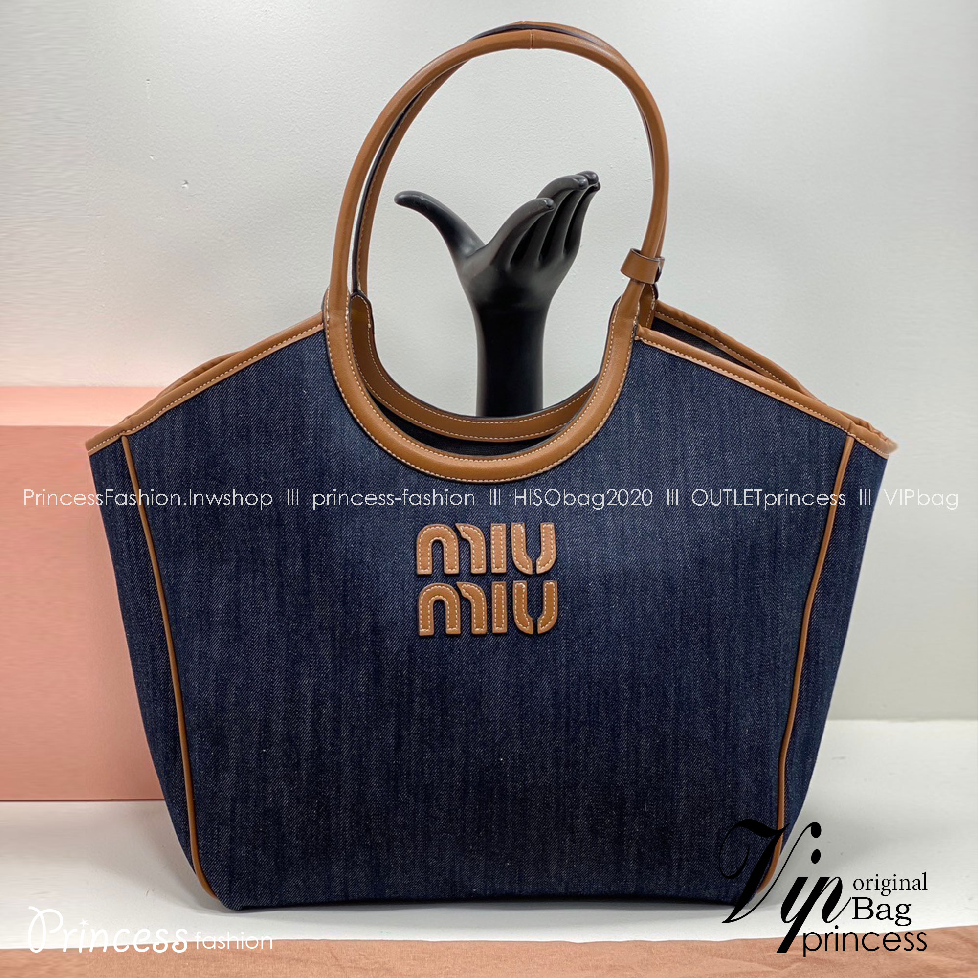 MIU MIU IVY TOTE DENIM BAG LARGE 34cm กระเป๋าถือ/สะพายทรงโท้ทใบใหญ่ คิ้วท์สุด จุของได้เยอะ เกรดออริ 1:1 ใช้งานต่างประเทศได้ ภาพถ่ายจากงานขายจริง