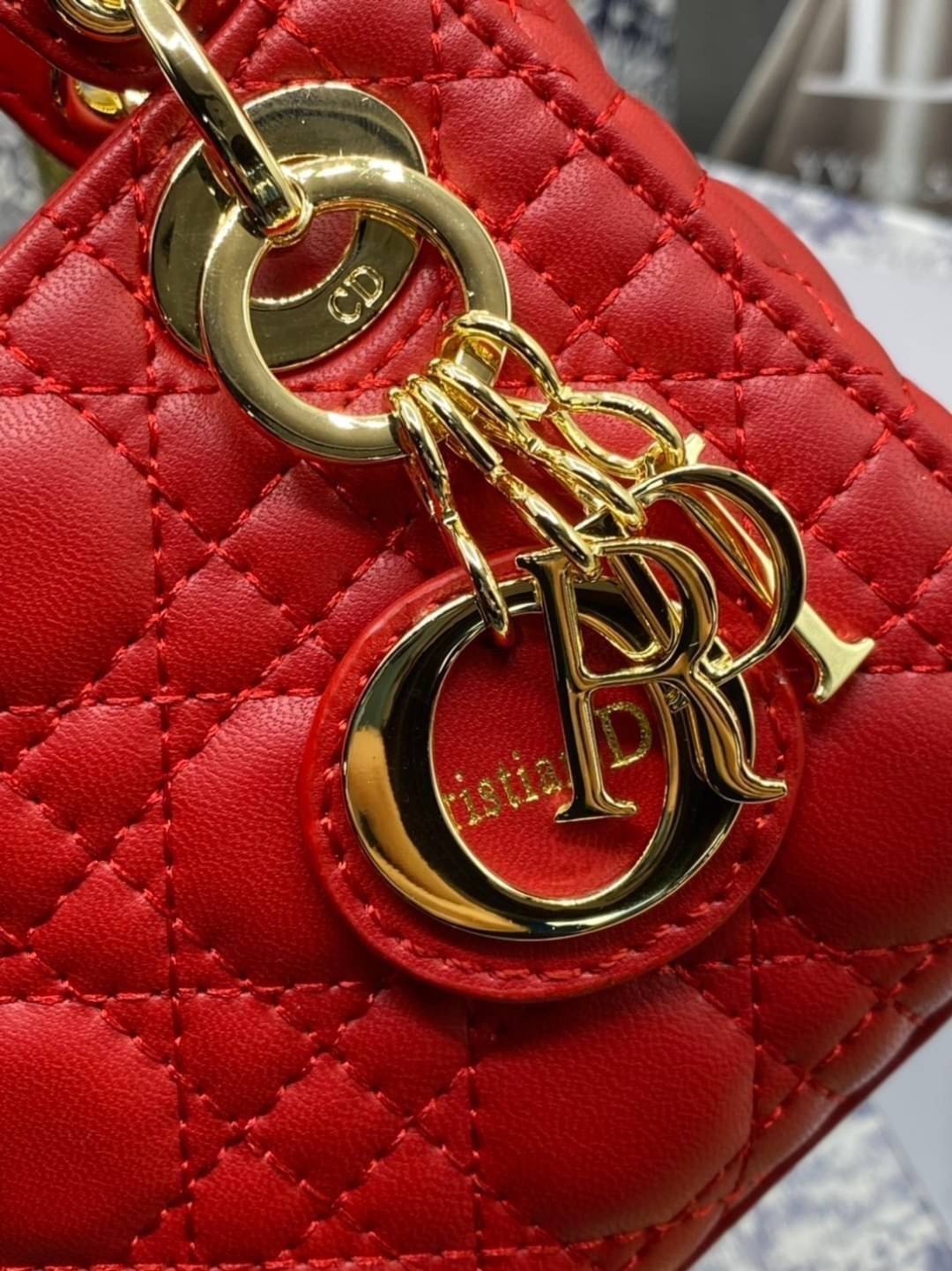 VIP 】หนังแท้ CHRISTIAN DIOR MICRO LADY DIOR BAG Cannage Lambskin