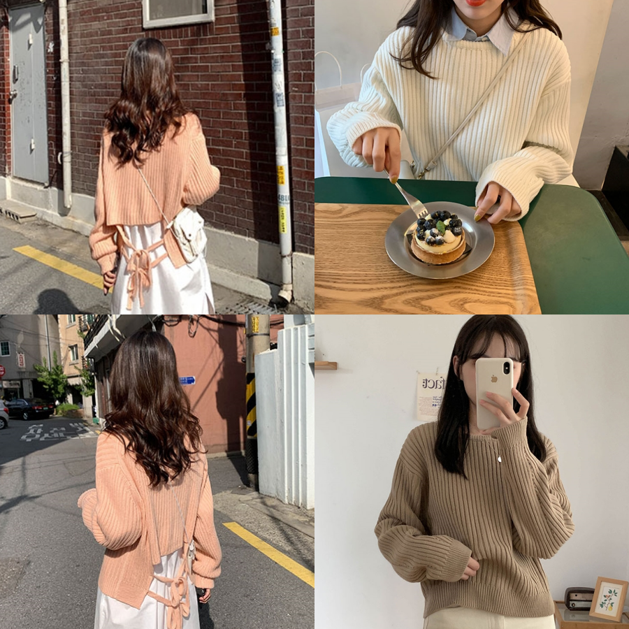 พร้อมส่ง 🪔⛵️ Sooki sweater เสื้อไหมพรมแขนยาวแต่งโบว์หลัง (38193)
