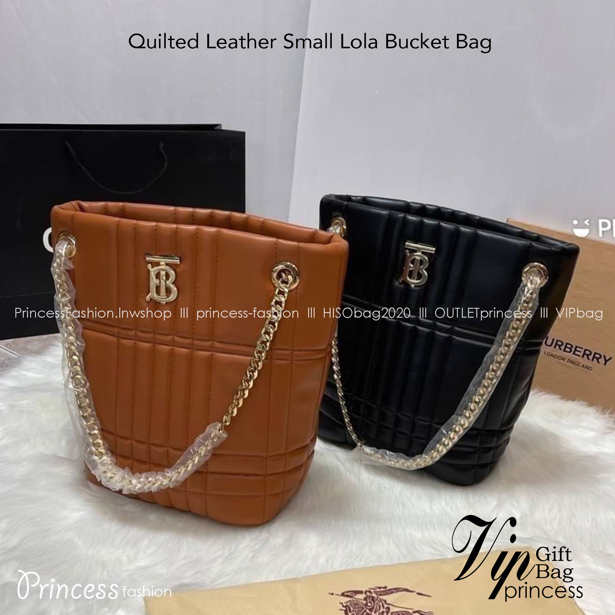 BURBERRY Quilted Leather Small Lola Bucket Bag / BURBERRY FRAGRANCES BAG กระเป๋าทรงโท้ทหนังนิ่มสวยหรูดูดี ภายในโล่งกว้างใส่ของได้เยอะ