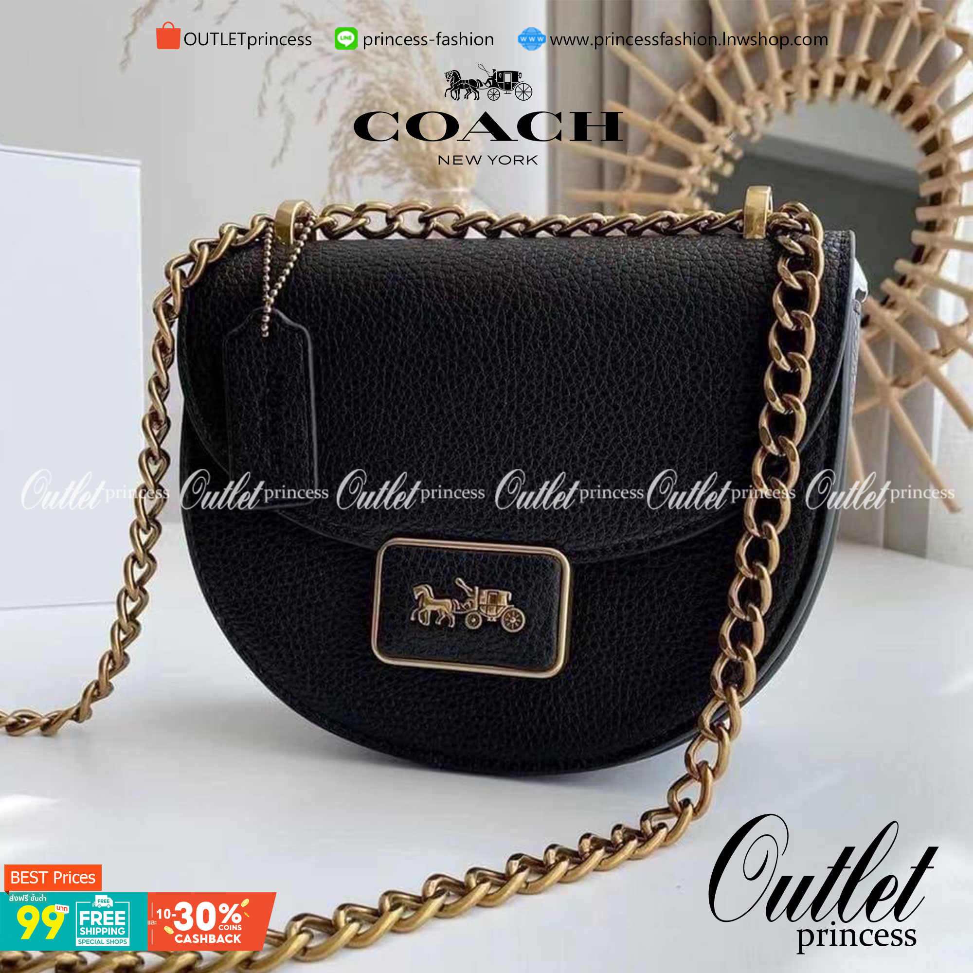 COACH ALIE SADDLE BAG : BLACK