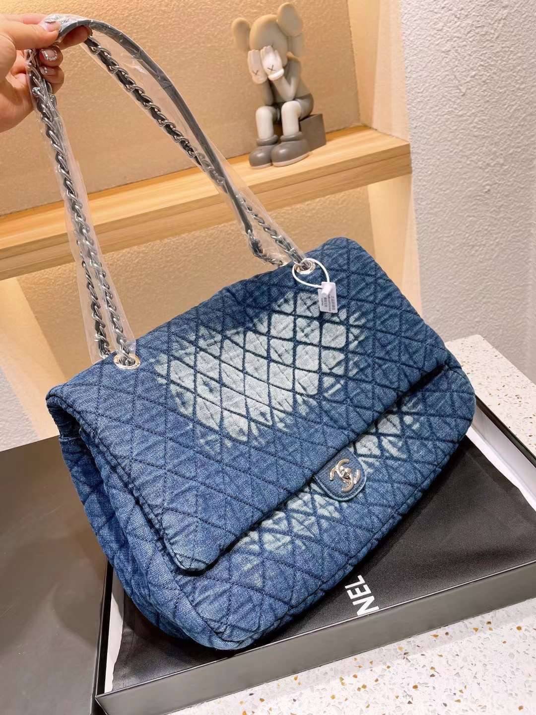 CHANEL Large Denim Flap Bag พร้อมส่ง 2 สี 16"