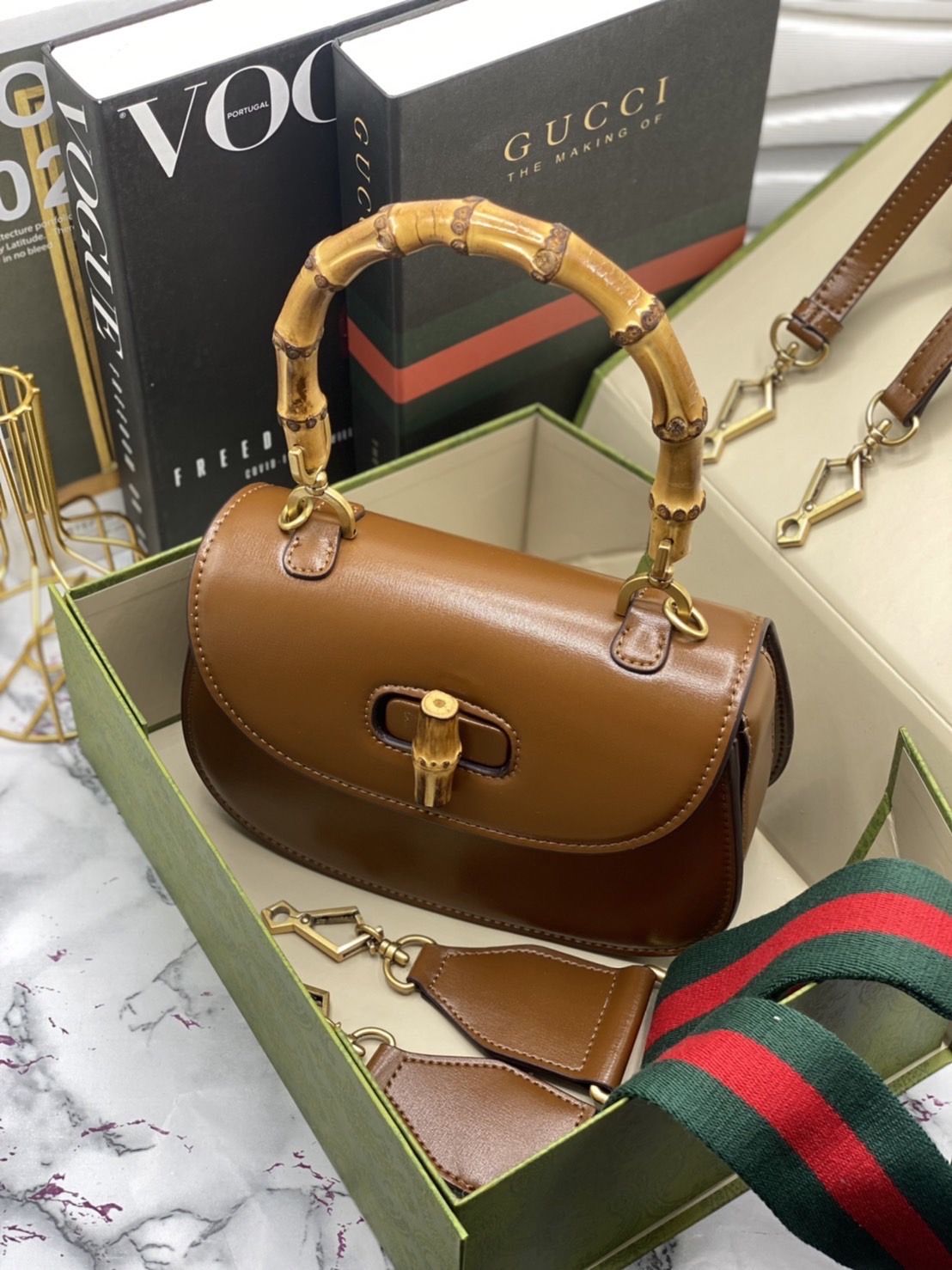 หนังแท้ Gucci Bamboo 1947 small top handle bag พร้อมส่งที่ไทย