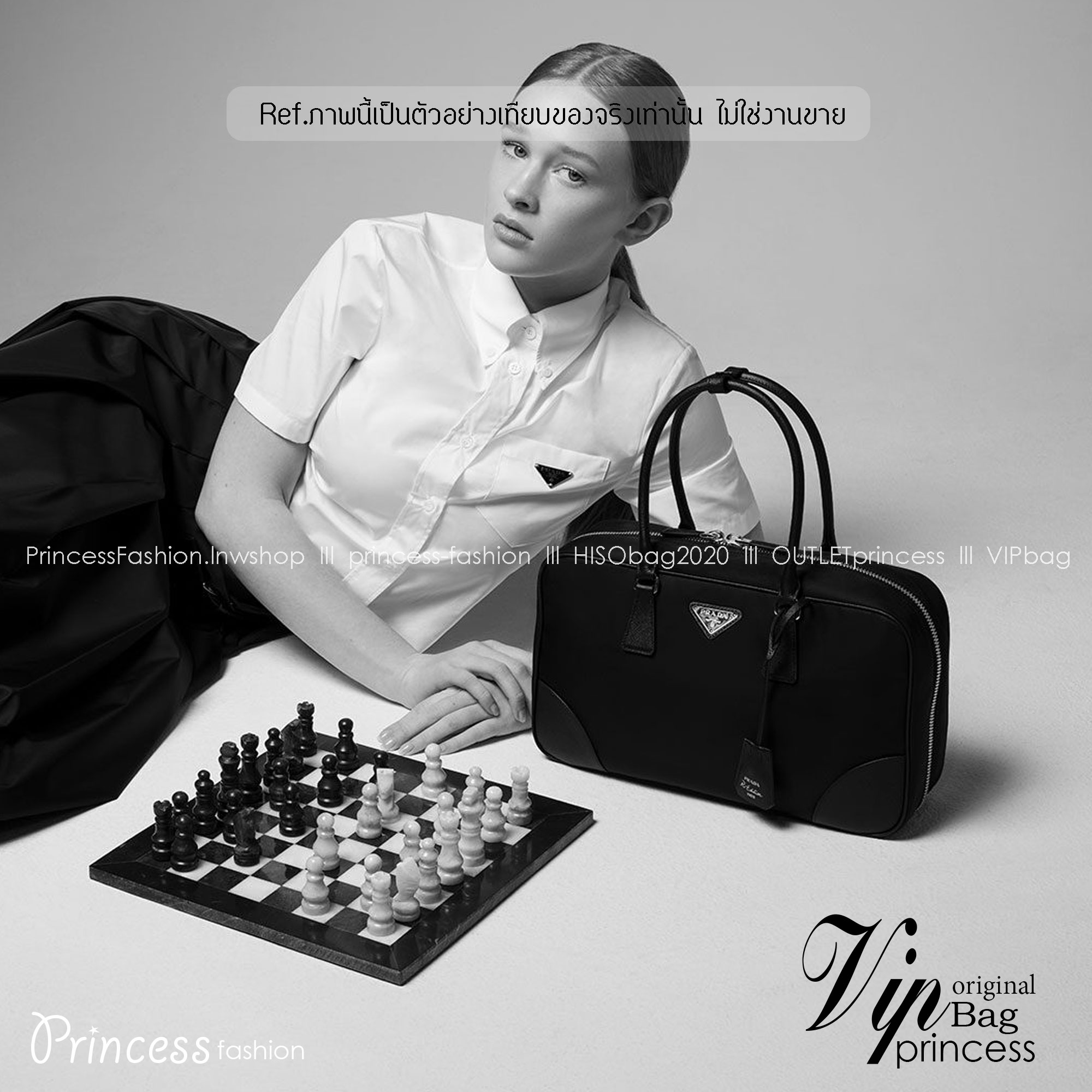 Prada Re-Edition 1978 large Re-Nylon and Saffiano leather two-handle bag 30cm กระเป๋าสะพายใบใหญ่เรียบหรู เกรดออริ สลับแท้ 1:1 ใช้งานต่างประเทศได้