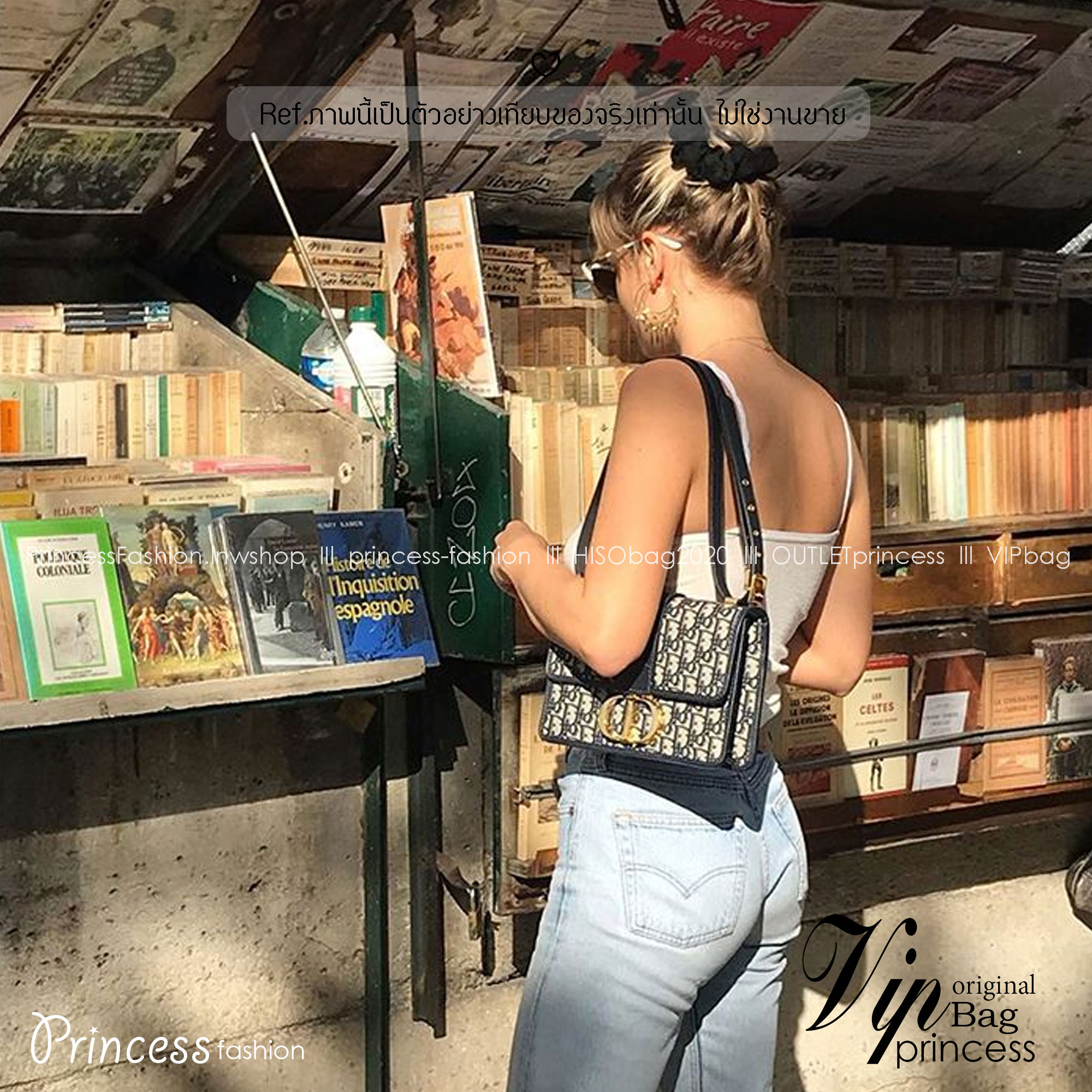 DIOR 30 Montaigne bag Oblique jacquard fabric in blue กระเป๋าสะพายรูปดีไซน์สุดคลาสสิกและสง่างาม หรูหราตามเอกลักษณ์แบรนด์ เกรดท็อปไฮเอน 1:1 ใช้งานต่างประเทศได้