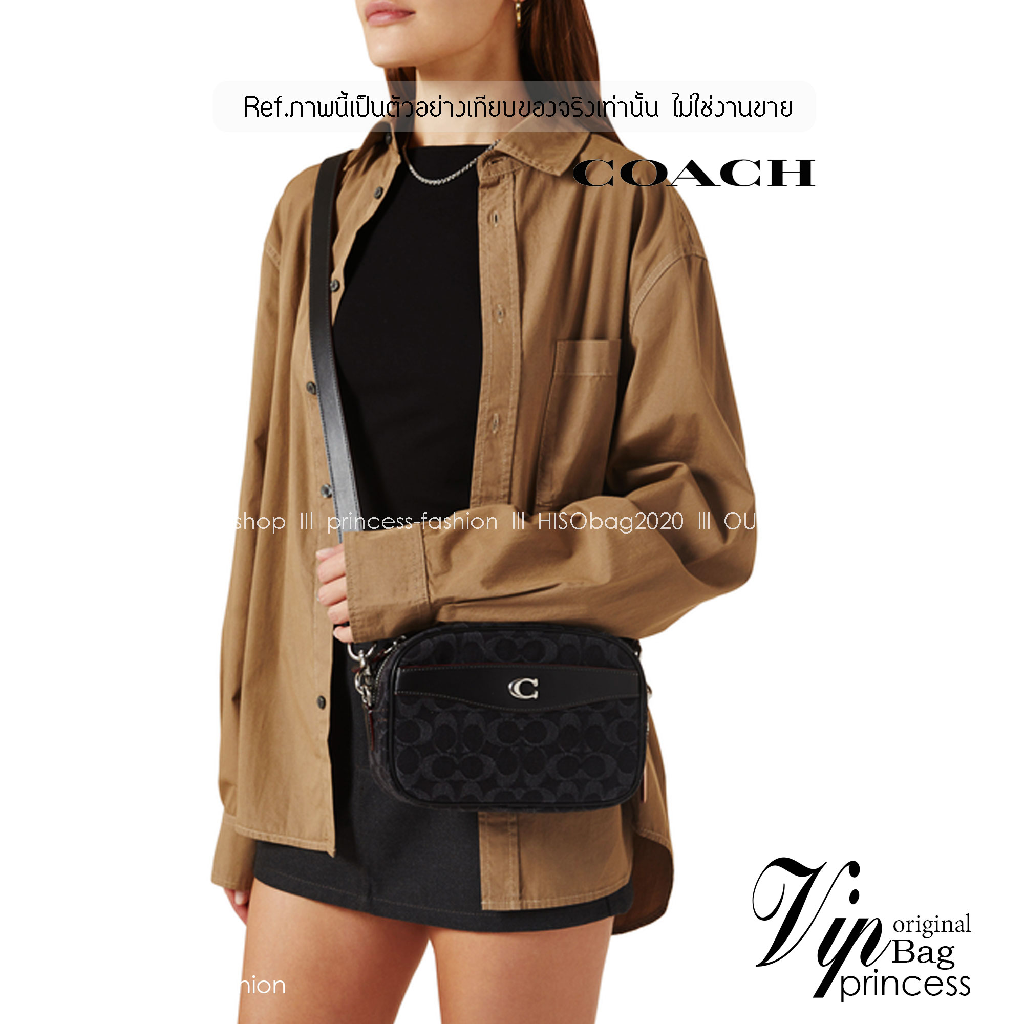 COACH CE744 CAMERA BAG IN SIGNATURE DENIM กระเป๋าสะพายข้างรูปทรงสวยคลาสสิค BLACK MULTI เกรดท็อปออริ เกรดดีสุด สลับแท้ 1:1