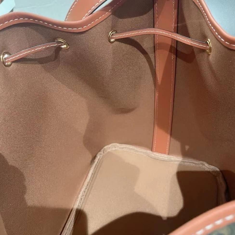 CELINE MEDIUM DRAWSTRING BAG IN TRIOMPHE CANVAS TAN