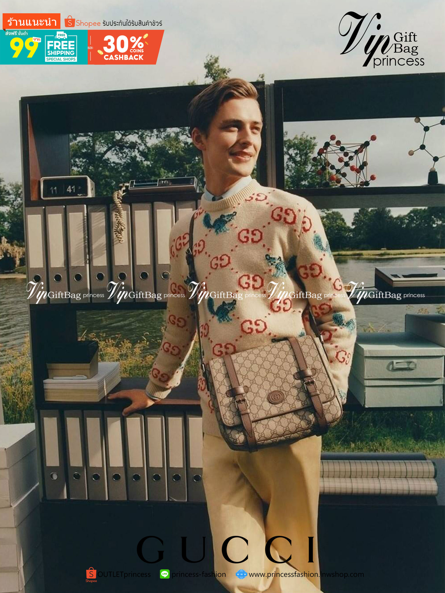 Gucci GG Supreme messenger bag GC MESSENGER VINTAGE BAG กระเป๋าสะพายข้างทรงแมสเซนเจอร์ ย้อนยุค ลุคผู้ดีแบบลูกคุณ ดีไซน์ unisex ใช้ได้ทั้งชายและหญิง พรีเมี่ยมกิ๊ฟวีไอพี วัสดุหนังแคนวาส ใช้งานง่ายด้วยฝาเปิดกระดุมแม่เหล็ก ด้านหลังมีช่องเก็บของจุกจิกได้ ภายใน