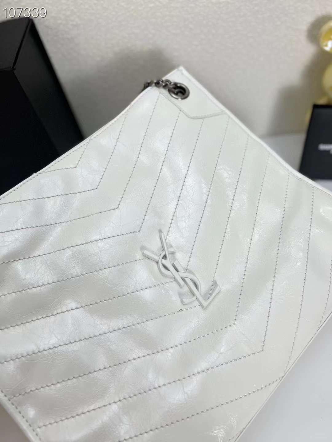 YSL NIKI SHOPPING IN VINTAGE LEATHER 32cm / YSL TOTE BAG กระเป๋าสะพาย เกรดหนังเงาสวยเต็มใบ เกรดออริ 1:1 ใช้งานต่างประเทศได้