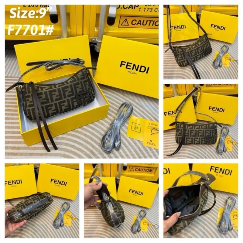 FENDI Simply Mini FF jacquard fabric bag กระเป๋าสะพายไซส์เล็ก กึ่งคลัทช์ มาพร้อมสายสะพายยาว จะถือใบเดี่ยวหรือสะพายข้าง ก็สวยเก๋ ไม่ซ้ำใคร