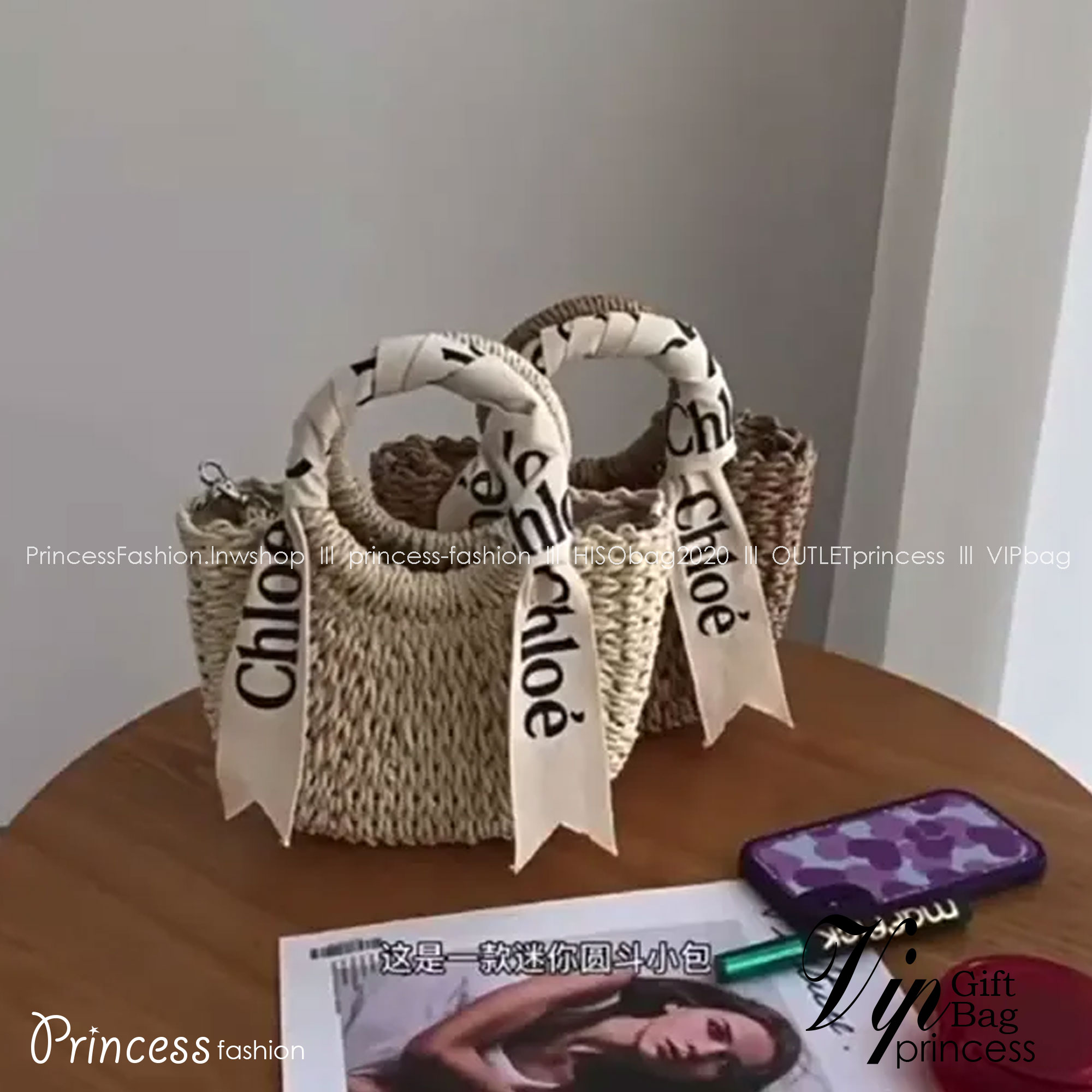 Chloe Straw Handbag Summer Beach Weave / CHLOE woody basket mini bag 8" กระเป๋าสานสไตล์มินิมอล ซับในผ้าอย่างดี มาพร้อมผ้าผูกหูกระเป๋า สวยลงตัวรุ่นนี้ไม่ควรพลาดน้า สวยปังไม่ไหว ภาพสินค้าถ่ายจากงานขายจริง น่ารักมากค่ะ