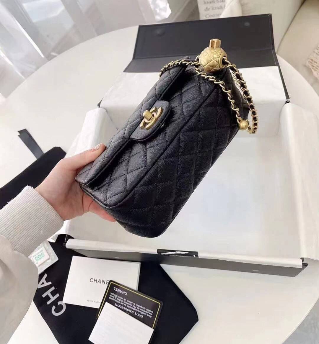 CHANEL MINI FLAP BAG CAVIAR Leather GOLD tone hardware พร้อมส่ง 5 สี