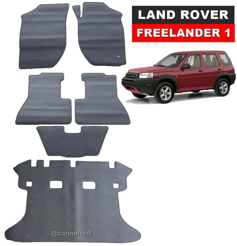 พรมกระดุมเม็ดเล็ก LAND ROVER FREELANDER รุ่น1 (2000-06) สีเทา รวมแผ่นปูท้าย 6ชิ้น