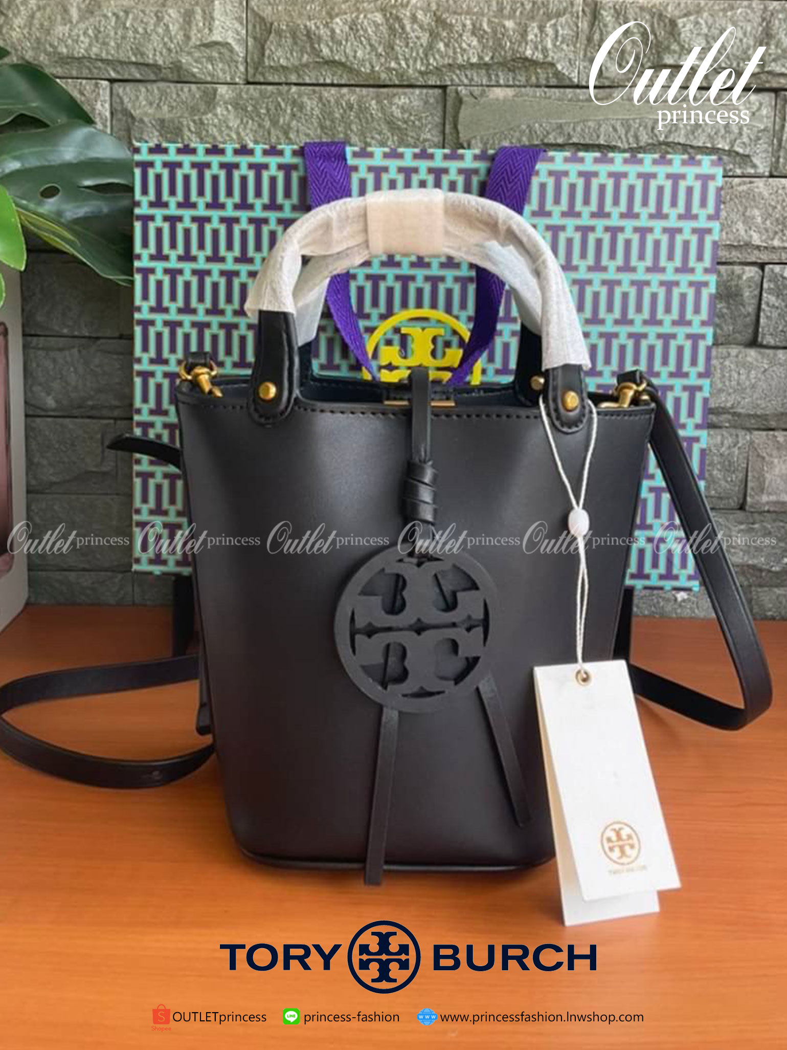TORY BURCH LEATHER BUCKET BAG MILLER MINI BAG รุ่น 55222 กระเป๋าสะพาย Crossbody ทรงถังสวยสุดฮิต เป็นรูปทรงใหม่