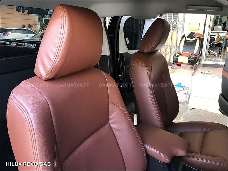ชุดหุ้มเบาะรถยนต์ REVO CAB หนังPVC เกรดA หนา1มิล สีน้ำตาลเข้ม