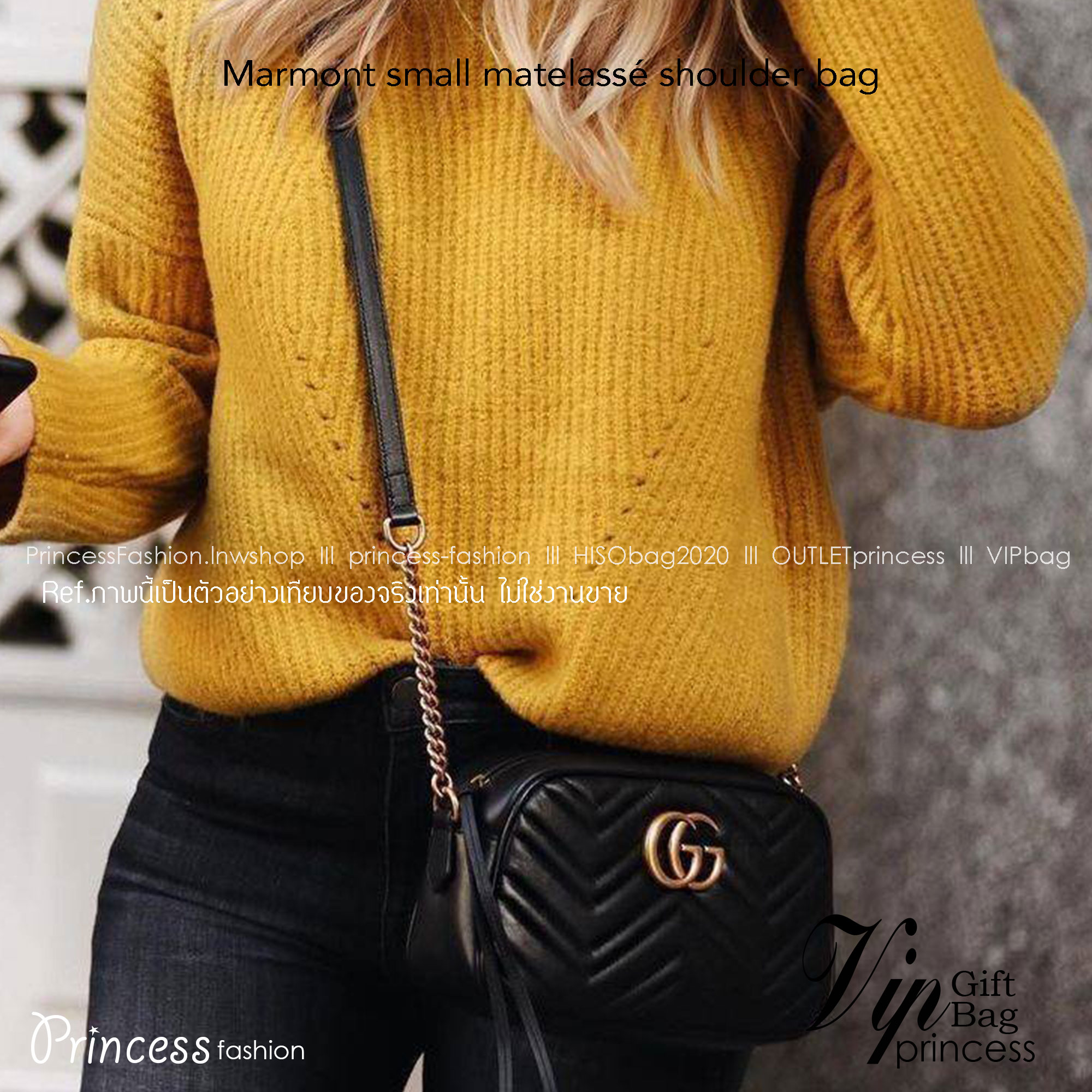 GUCCI GG Marmont small matelassé shoulder bag กระเป๋าสะพายครอสบอดี้ คอลเลคชั่นสุดหรู ใช้งานง่าย เข้าได้กับทุกลุค