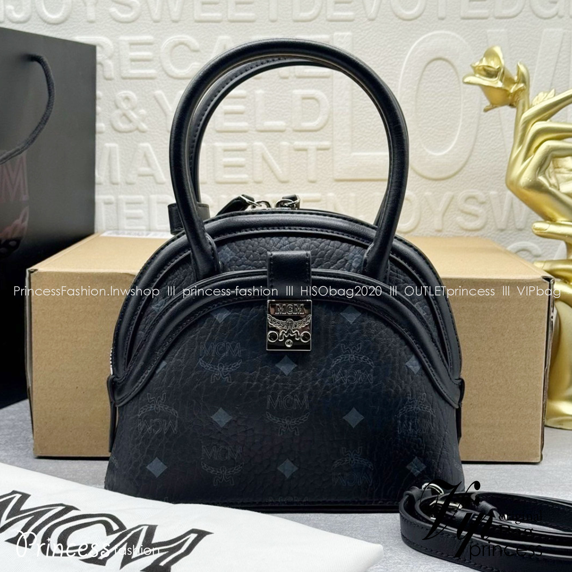 M.C.M TRACY TOTE IN VISETOS กระเป๋าถือ/สะพายข้าง ทรงยูนีคโดดเด่น น่าใช้ หูจับในตัว เกรดออริ สลับแท้ 1:1
