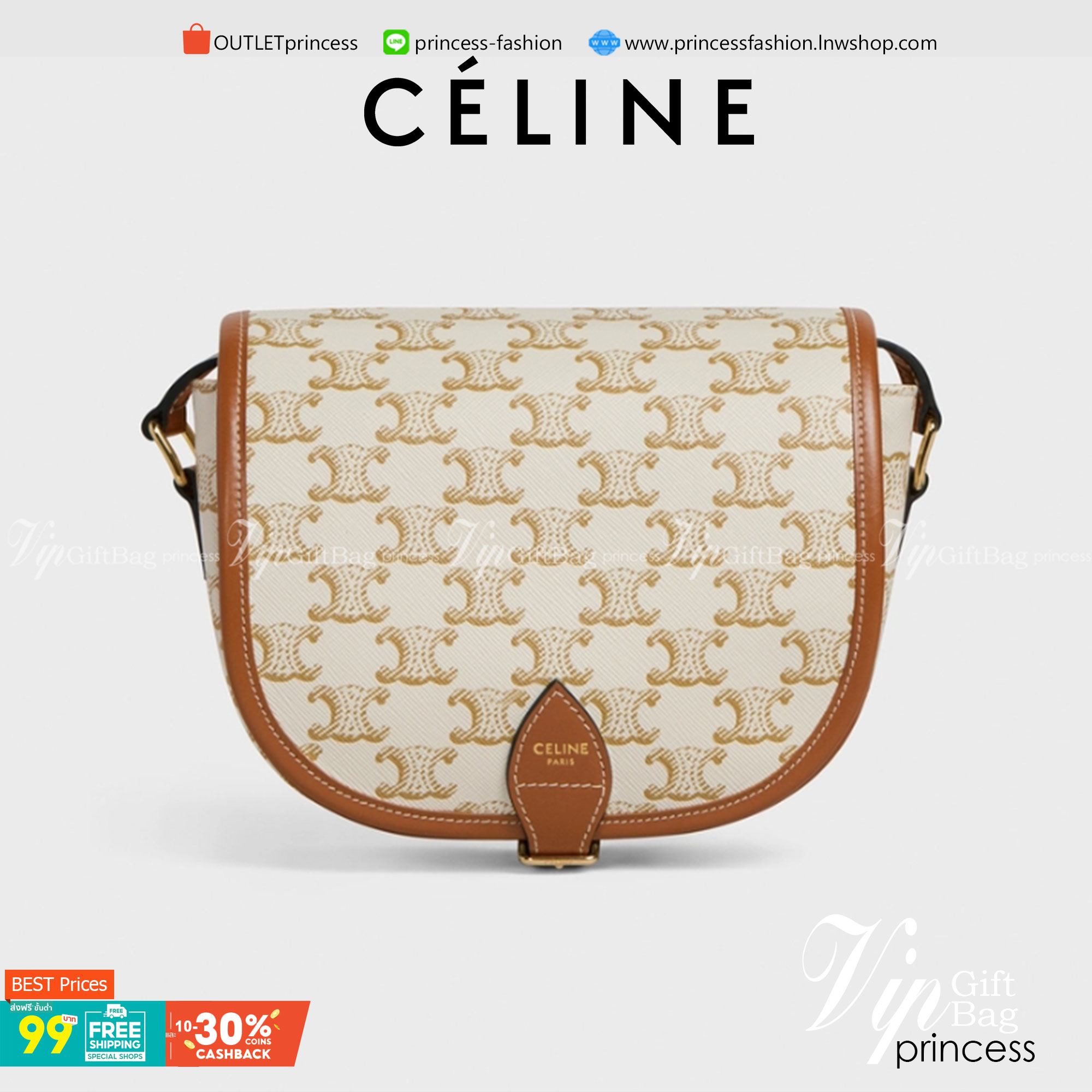 CELINE MEDIUM FOLCO BAG IN TRIOMPHE CANVAS หากใครที่กำลังมองหากระเป๋าสะพายข้าง ขนาดกะทัดรัด และเรียบหรู ต้องใบนี้เลยค่ะ เป็นกระเป๋าเปิดปิดแบบแบบฝาผับที่มีรูปทรงโค้งและที่ล็อกรูปทรงคล้ายเข็มขัด อีกทั้งยังสะท้อนความสวยสไตล์สาวปารีสได้อีกด้วย ด้านในของรุ่นนี