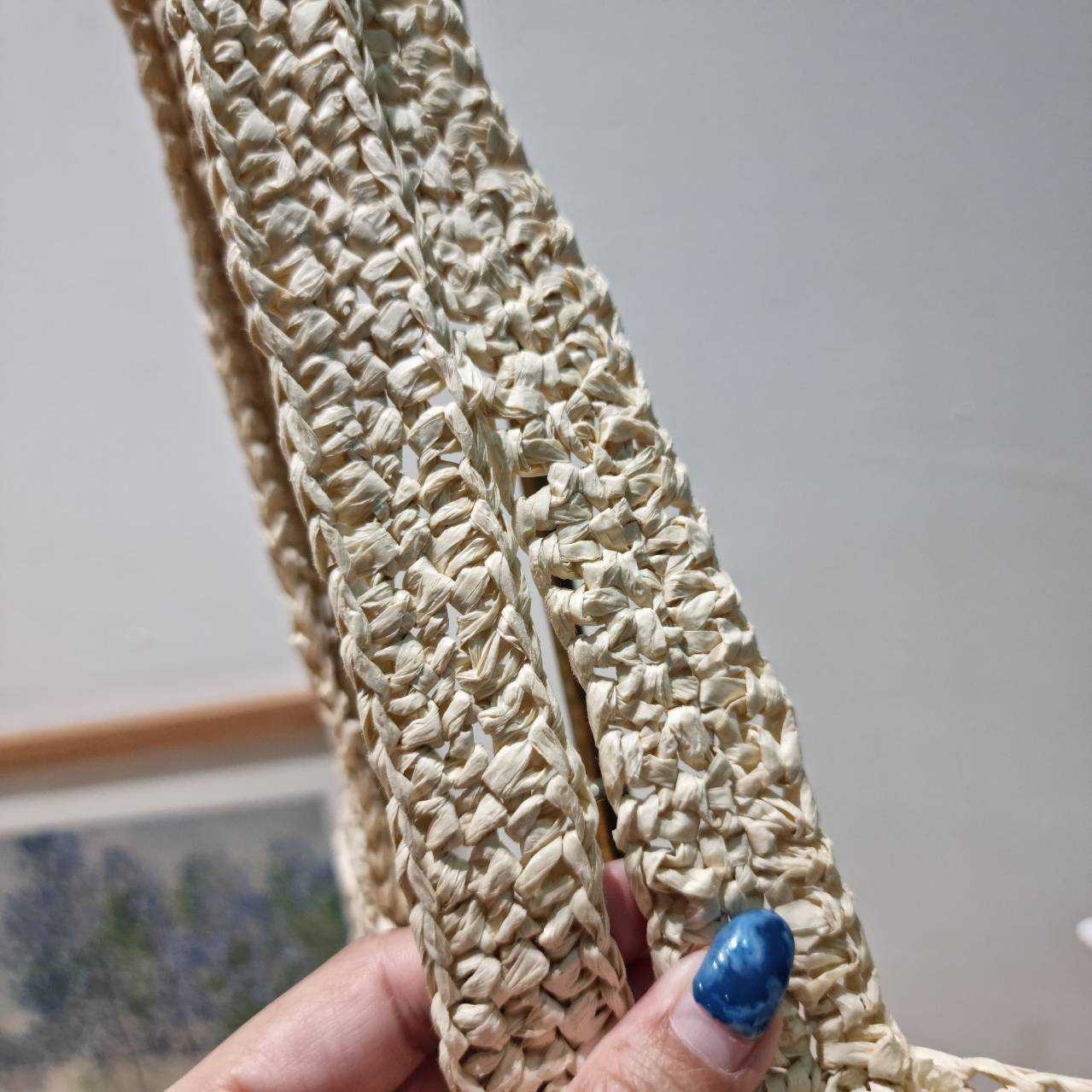 PRADA CROCHET TOTE BAG กระเป๋าสะพายทรงโท้ทลายสาน สวยไม่ซ้ำใคร สไตล์บีช เหมาะมากกับการสะพายไปเที่ยวทะเล หรือจะใช้ในวันสบายๆก็ตอบโจทย์