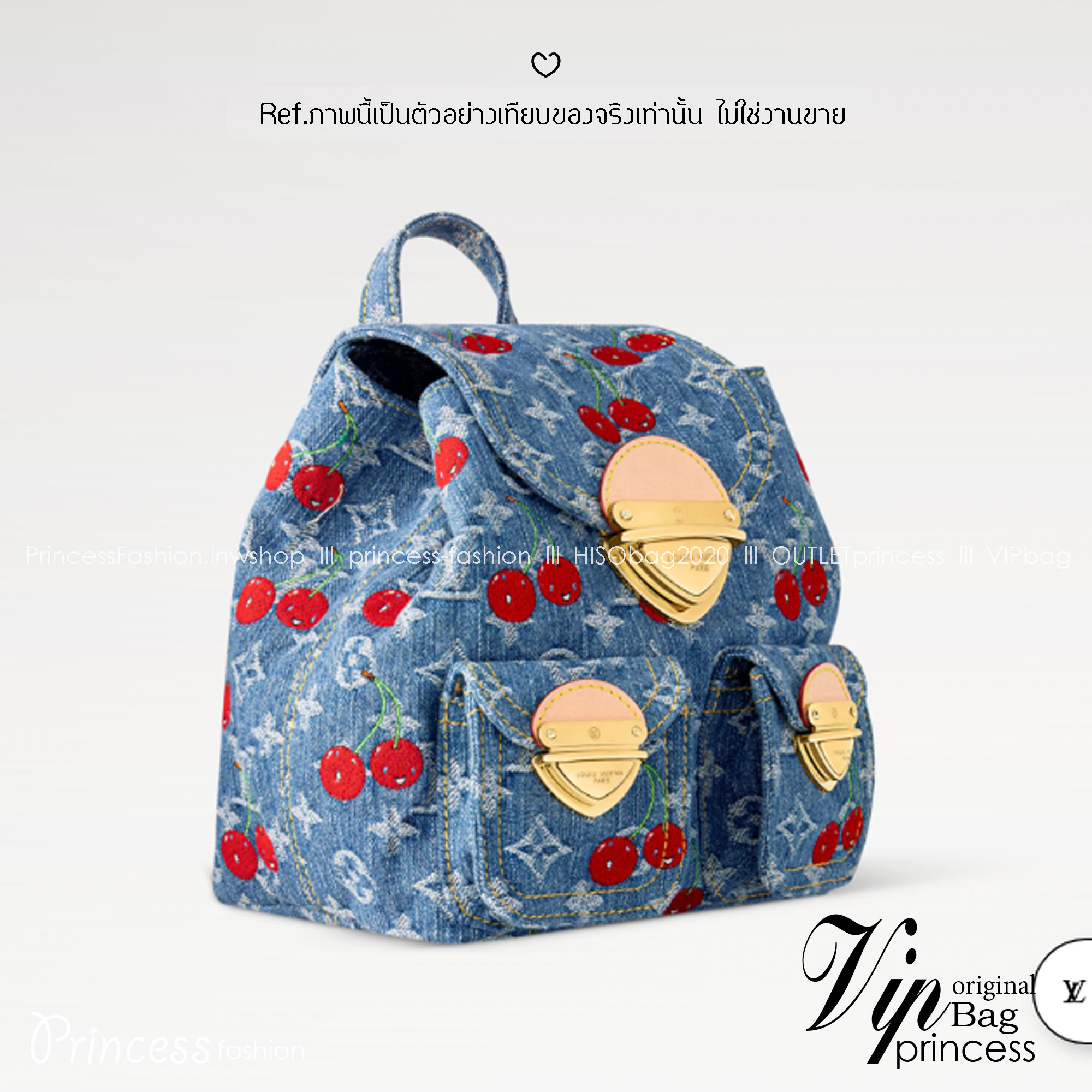 ORI หนังแท้ | LV x TM - Venice NM bag Monogram cherry denim กระเป๋าเป้สะพายหลังรุ่น Venice ดีไซน์ใหม่มีชีวิตชีวา แสนสดใสด้วย Monogram เดนิมแต่งดีเทลปักลายเชอร์รี่โดดเด่นสะท้อนความงามเปี่ยมสีสันอันเป็นเอกลักษณ์