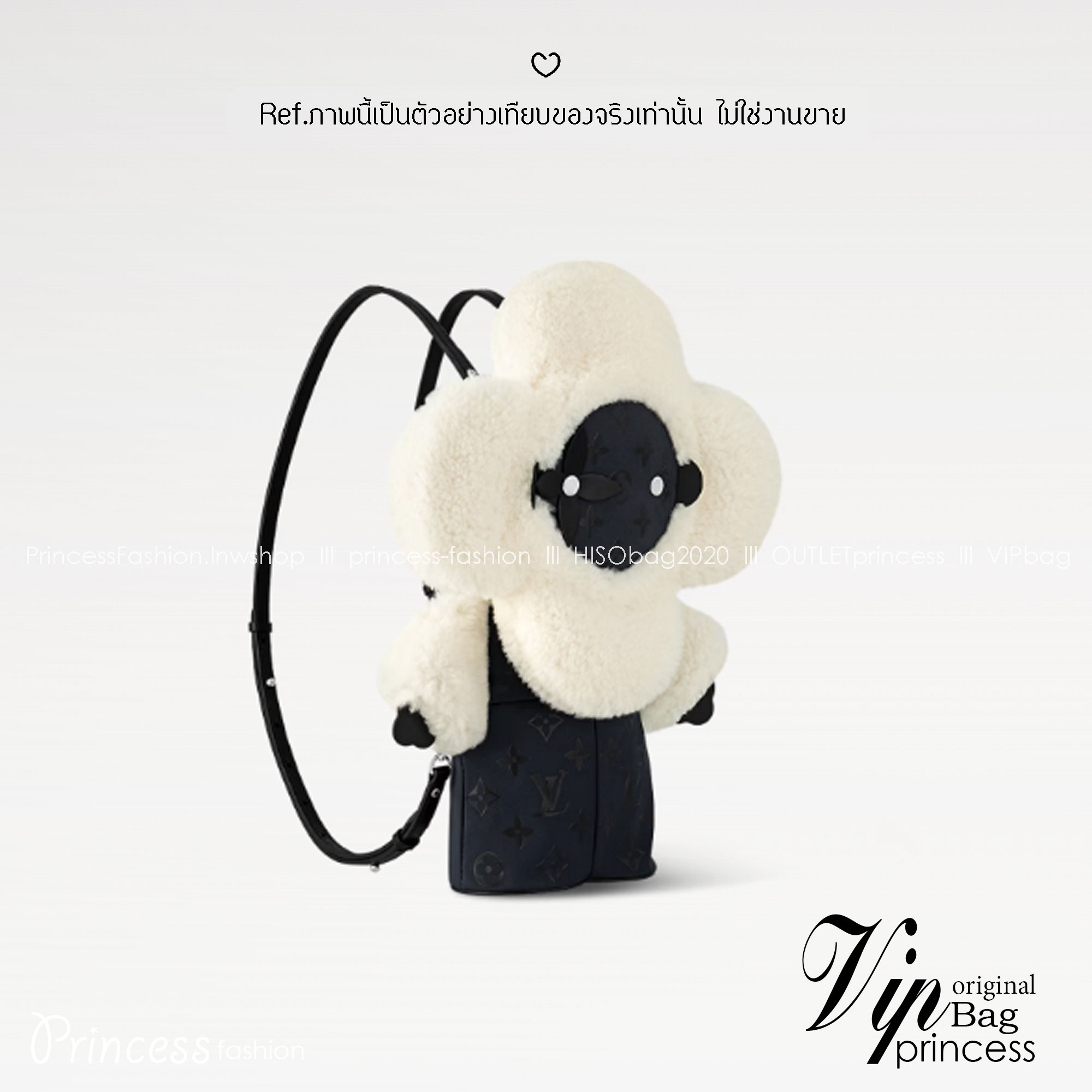 สลับแท้ LV Vivienne Backpack กระเป๋าเป้ คอลเลกชัน Ski Snow แต่งขอบขนเฟอสุดพิเศษ ดีไซน์น่ารักน่าใช้ งานผ้าไนลอนรุ่นใหม่ของแบรนด์ พิมพ์ลายโมโนแกรมด้วยซิลค์สกรีน