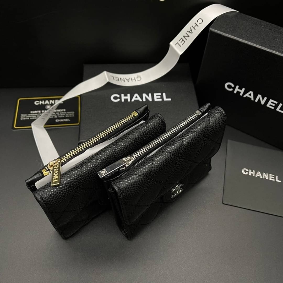Chanel Wallet Trifold Caviar / Chanel Card Holder Zippy / Chanel Coin Zippy กระเป๋าสตางค์ชาแนลใบสั้น 3 พับ กระเป๋าใส่ธนบัตร บัตร ใส่เหรียญ ภายในตามรูป เกรดออริจินอล ภาพถ่ายจากงานขายจริง ใช้งานต่างประเทศได้