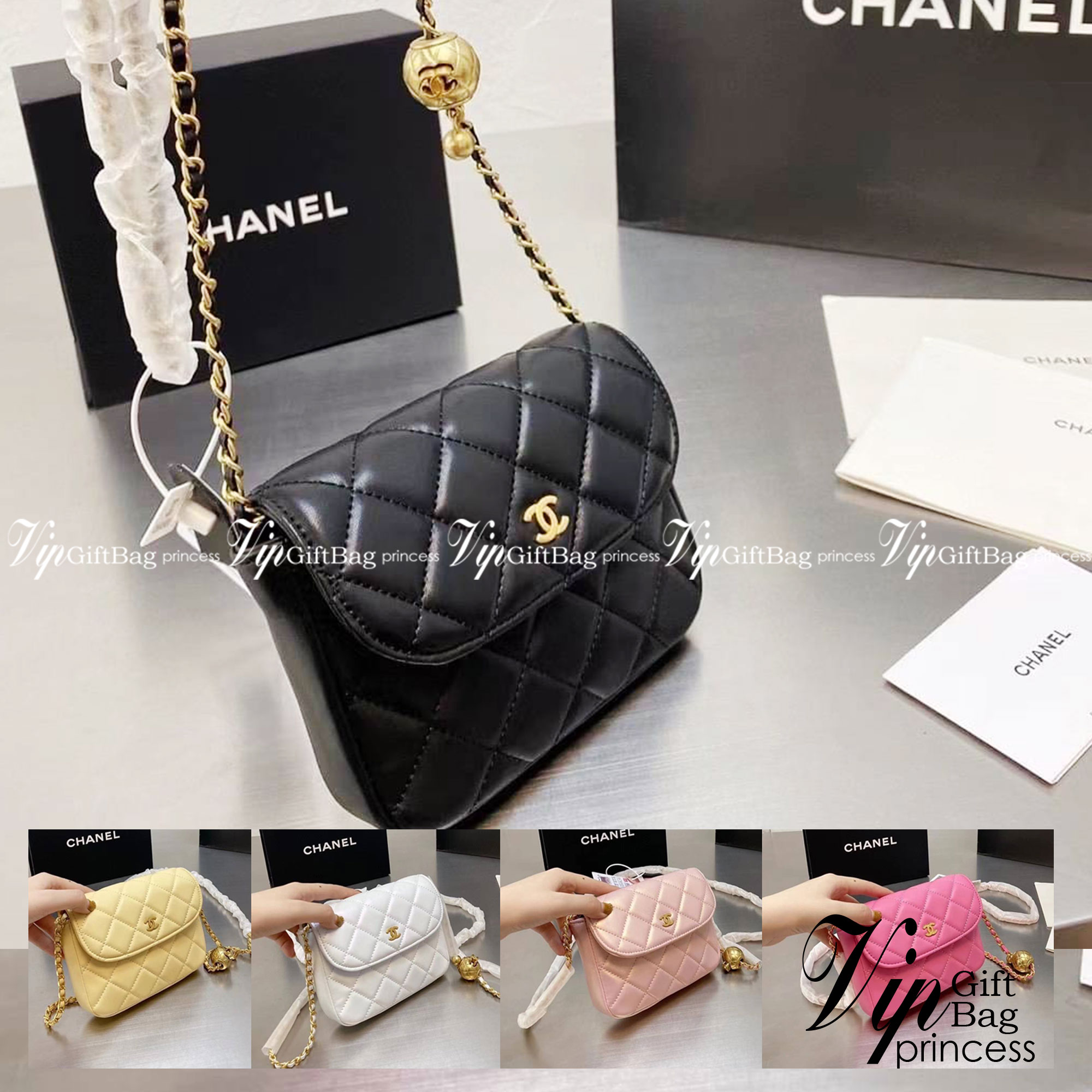 Chanel Pearl Crush with Chain / Chanel Mini crossbody bag กระเป๋าสะพายข้างหรือสะพายเป็นครอสบอดี้ รอบนี้เข้า 5 สีเลย ได้ใบนี้ไปถือออกงาน ก็สวยหรูดูแพงสุดๆค่า!!
