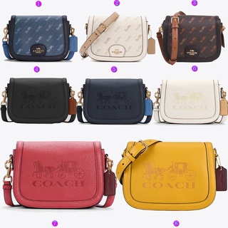 OUTLET 】COACH SADDLE BAG WITH HORSE AND CARRIAGE DOT PRINT (COACH C4059) กระเป๋าสะพายข้าง ลายม้าและรถลาก item ใหม่ที่สาวๆต้องมีนาทีนี้ห้ามพลาด รูปทรงโค้งมน วัสดุ พีวีซี ผ้าใบเคลือบพิมพ์ลายเป็นหนังเรียบ ทนทานและกันคราบสกปรกทั้งสี่ด้านเป็นหนังคุ้มสุดๆ ภายใน