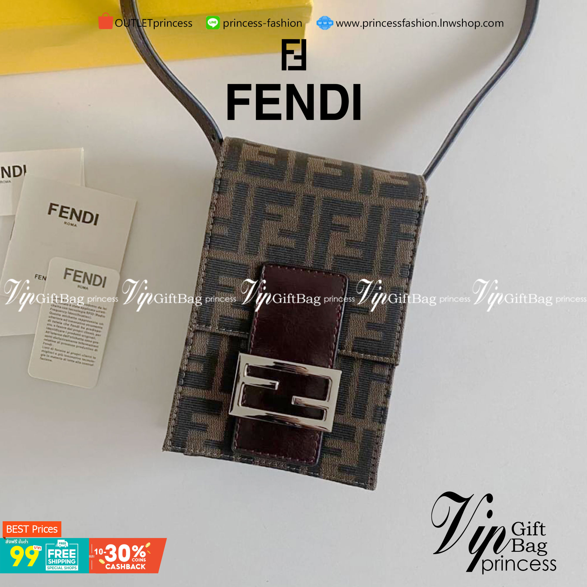 FENDI Phone crossbody bag พร้อมส่งกับกระเป๋าสะพายข้างขนาดมินิขนาดกำลังดี ใส่ของจุกจิกได้เยอะ ใส่iPhone pro max ได้สบาย มาพร้อมสาย สะพายข้างถอดได้ งานจริงสวยมากไม่ผิดหวังค่ะ
