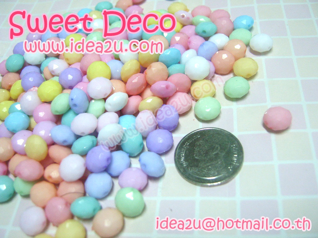 ลูกปัดพาสเทลกลมรีตัดเหลี่ยม 30 กรัม 50 บาท