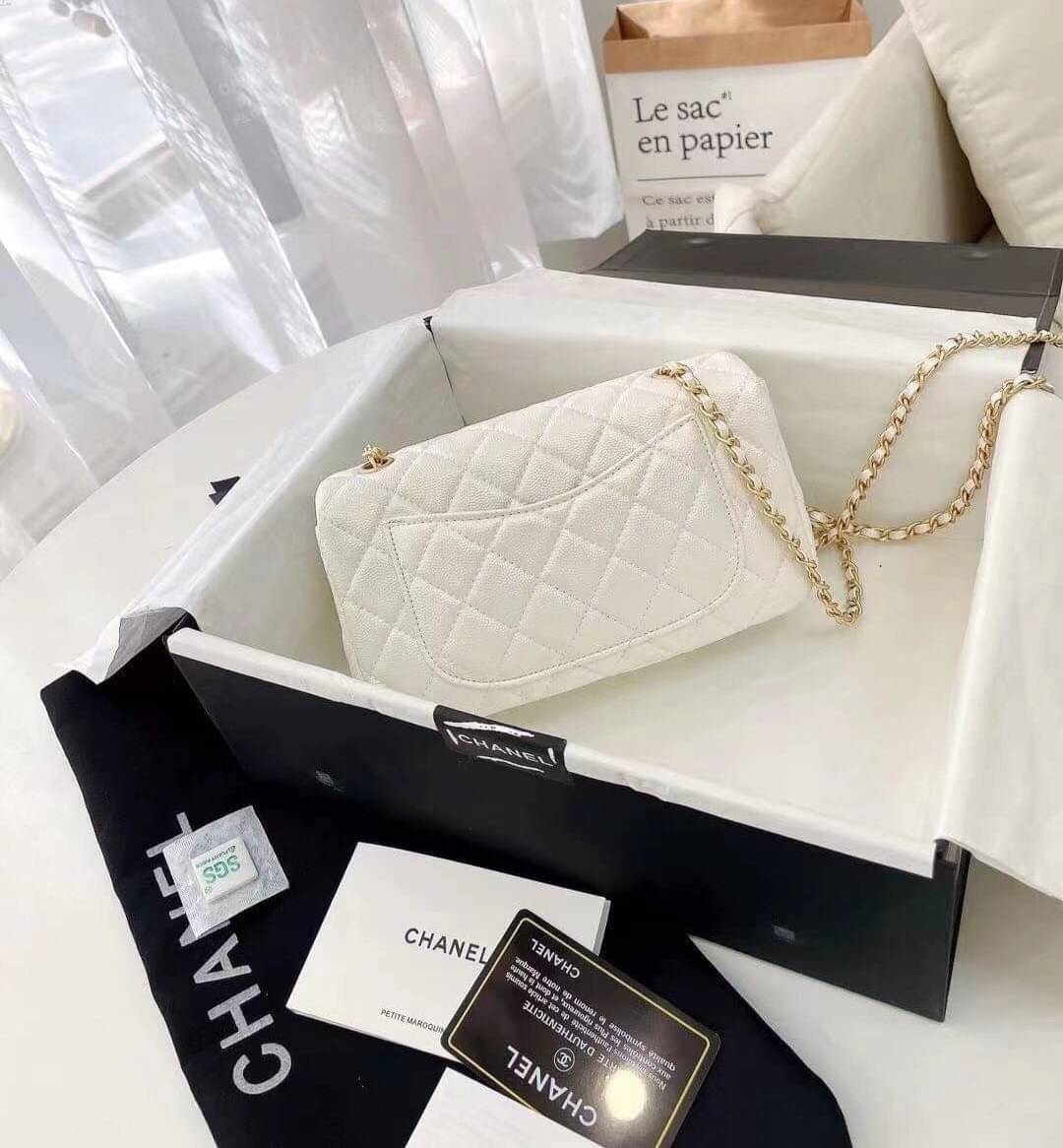 CHANEL MINI FLAP BAG CAVIAR Leather GOLD tone hardware พร้อมส่ง 5 สี