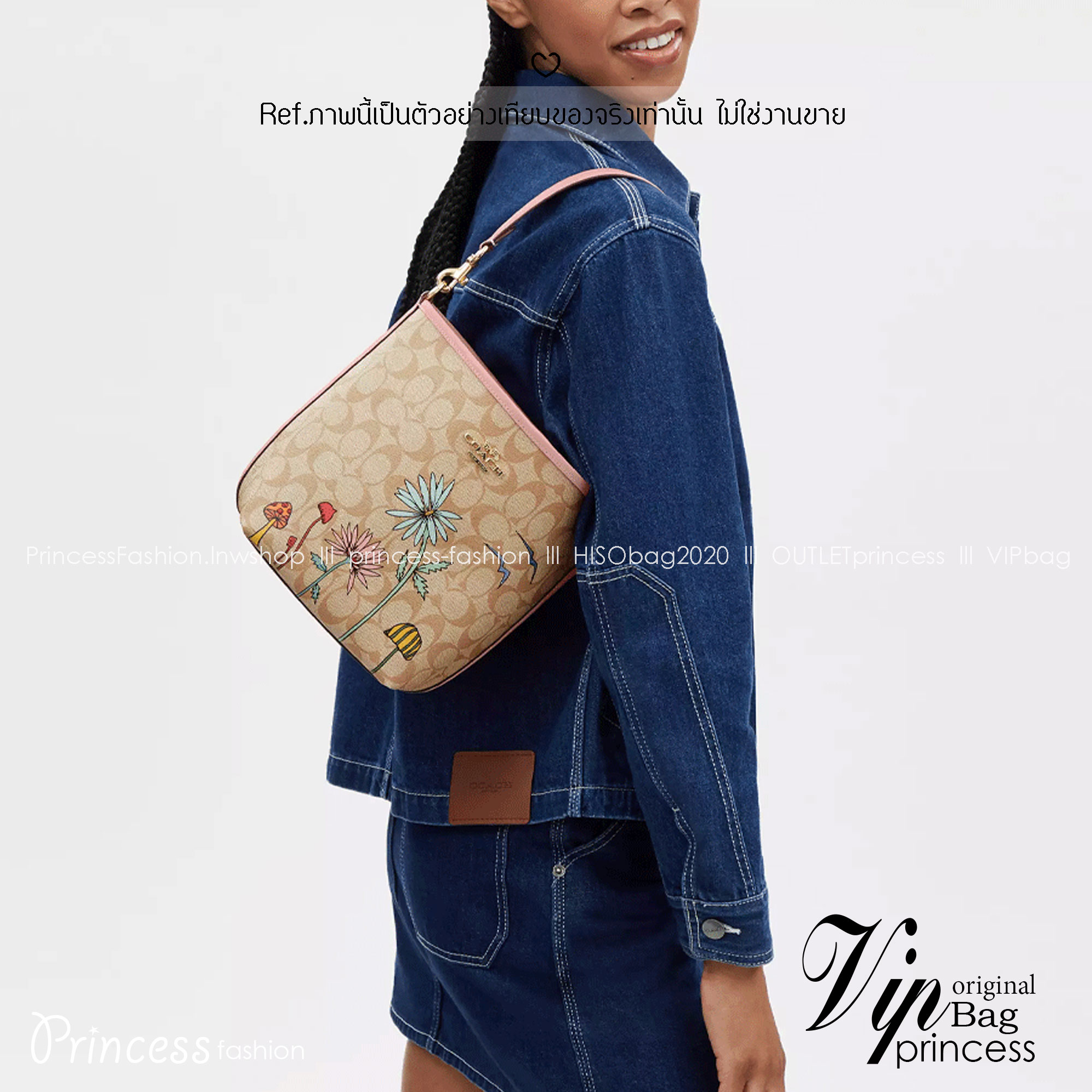 CU394 COACH x OBSERVED BY US CITY BUCKET BAG IN SIGNATURE CANVAS กระเป๋าทรงบัคเก็ต ดีไซน์ลวดลายดอกไม้น่ารักน่าใช้ เกรดท็อปออริ 1:1 สลับแท้