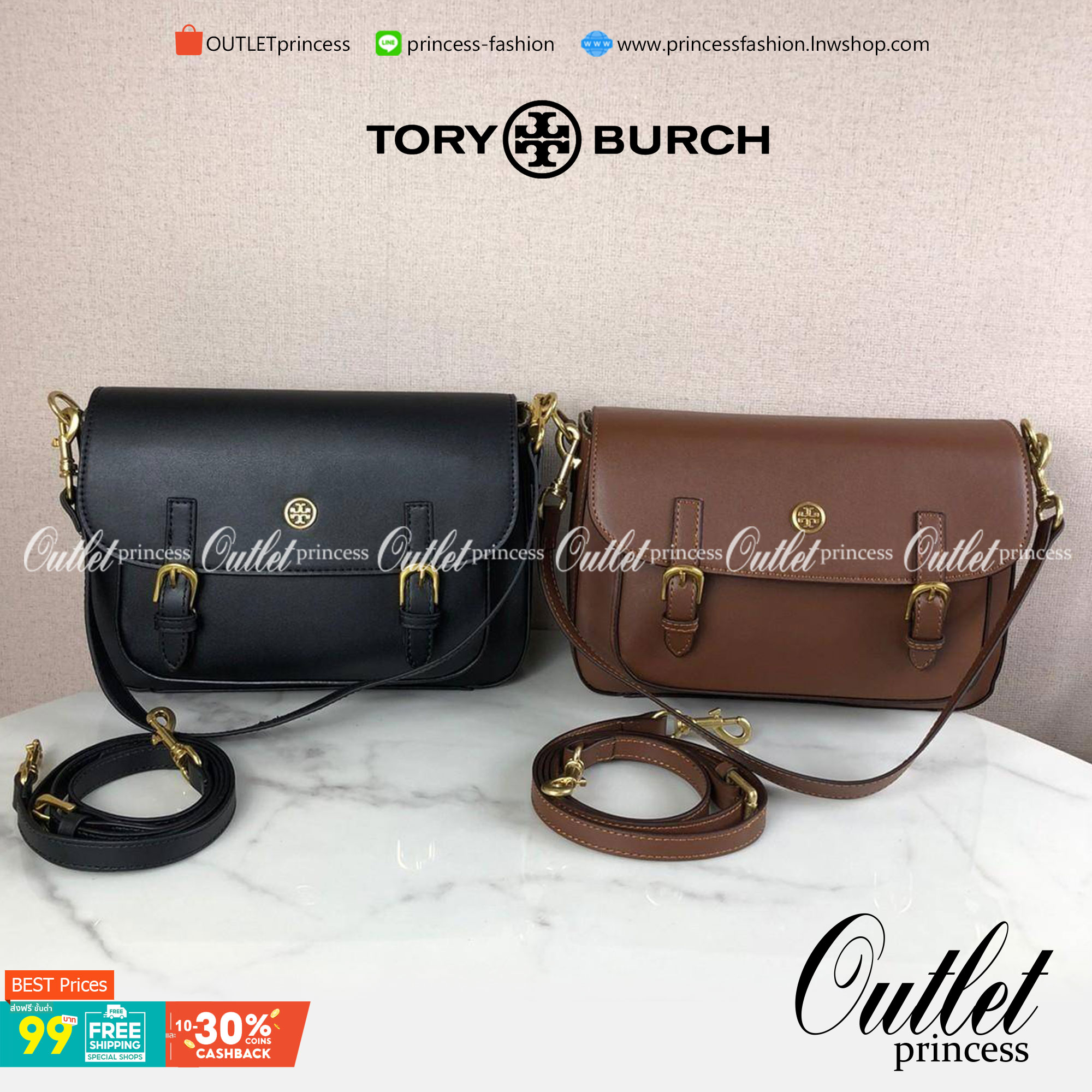 กระเป๋าถือและสะพาย TORY BURCH เปิด - ปิดกระเป๋าด้วยกระดุมแม่เหล็ก ด้านในแบ่งเป็น 2 ช่องใหญ่ และมี 1 ช่องซิป กับ 1 ช่องเล็กค่ะ สายสะพายสั้น 57 cm ถอดได้ ปรับไม่ได้ค่ะ สะพายสะพายยาว สามารถถอดและปรับได้ 3 ระดับค่ะ