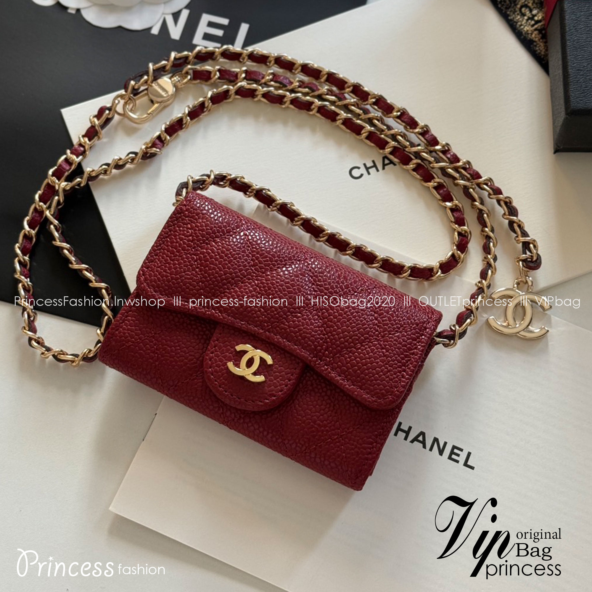 CHANEL mini wallet on chain crossbody กระเป๋าสตางค์พร้อมสายโซ่ หนังแท้ เกรดออริจินอล 1:1 สลับแท้