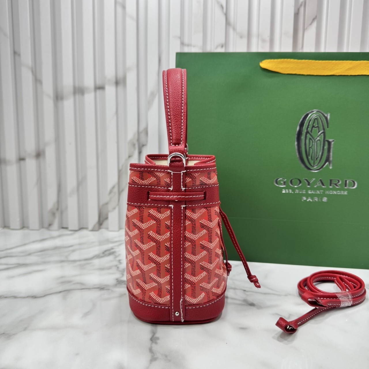 RI หนังแท้ | Goyard Petit Flot Mini bucket bag กระเป๋าสะพายทรงบัคเก็ต ไซส์มินิ ดูผู้ดีในตัว วัสดุหนังแคนวาสพิมพ์ลายสวยคม